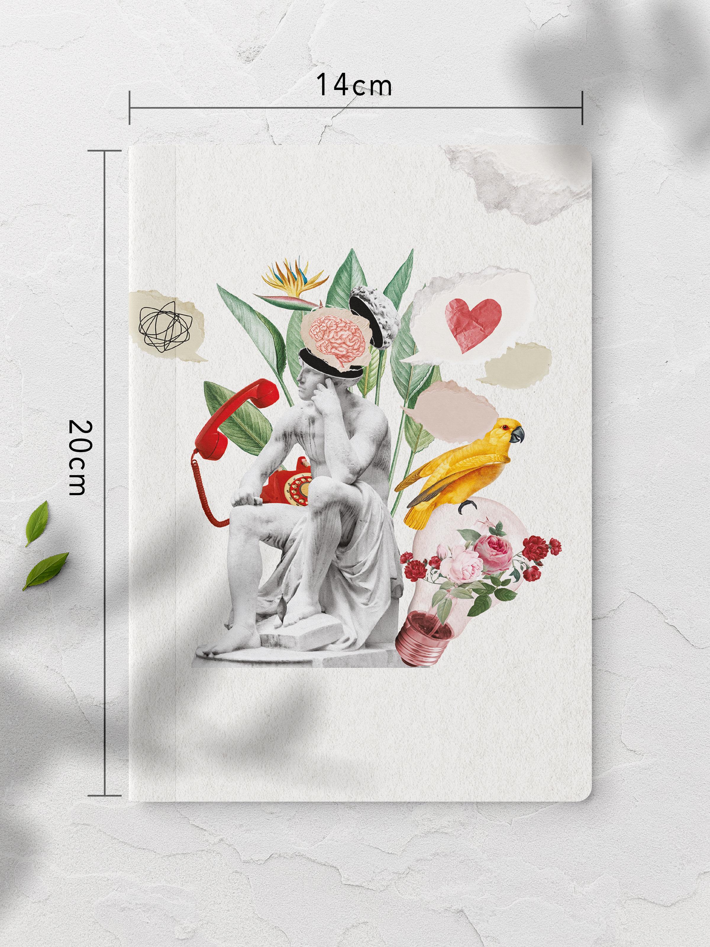 Çizgisiz Defter, Vintage Retro Temalı Notebook, Not Defteri, Vintage Defter, 64 Sayfa 14*21cm