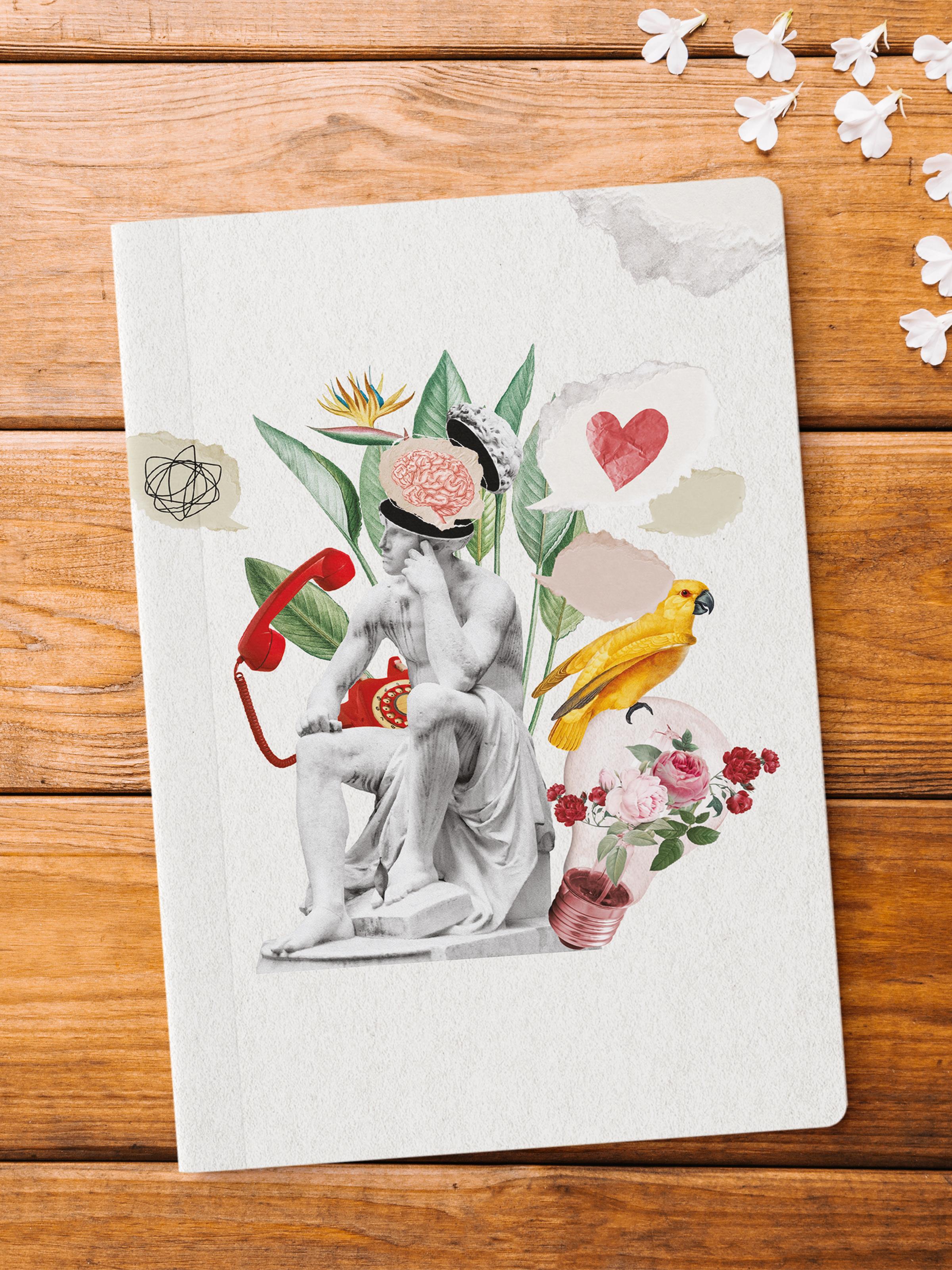 Çizgisiz Defter, Vintage Retro Temalı Notebook, Not Defteri, Vintage Defter, 64 Sayfa 14*21cm