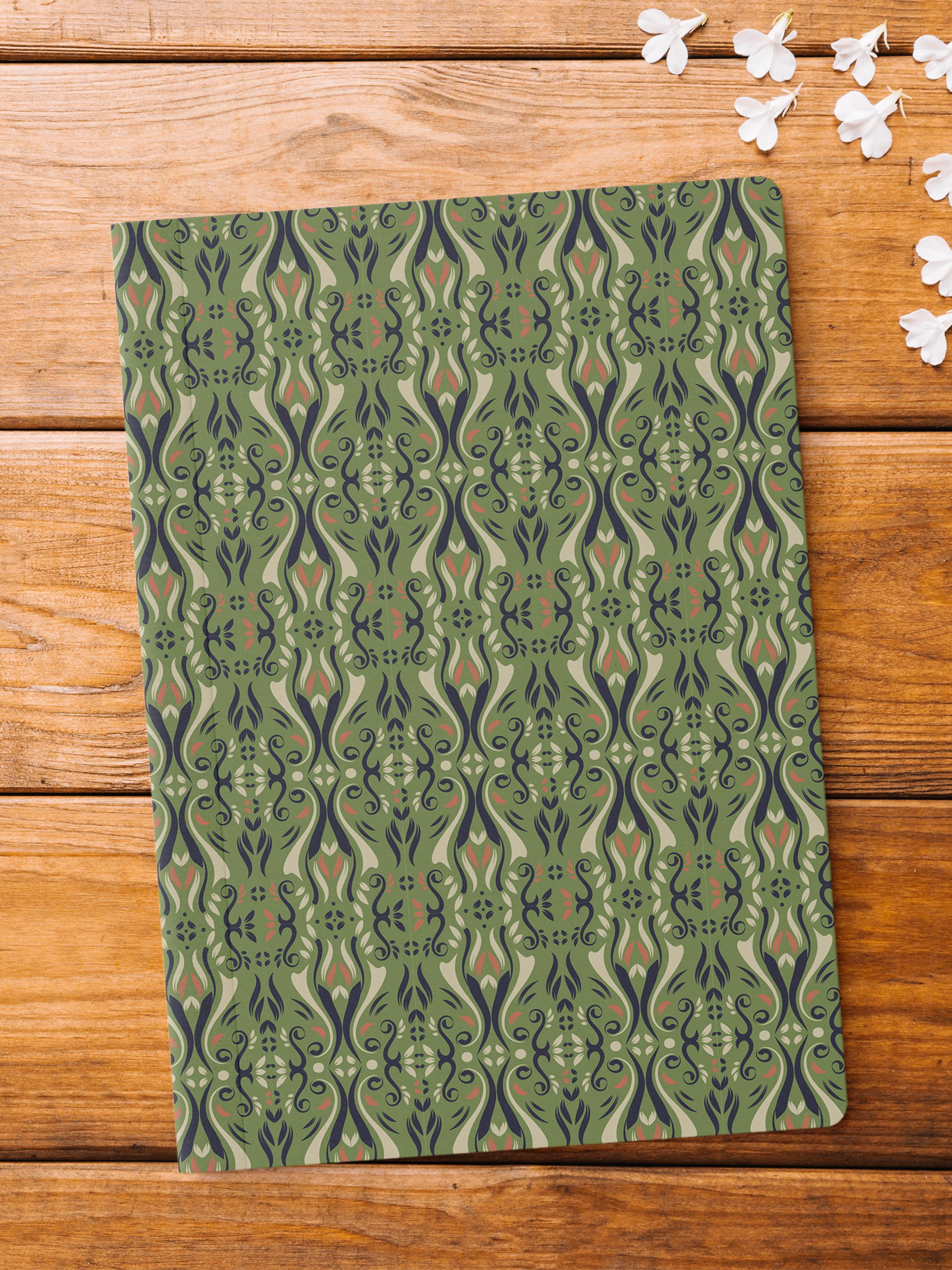 Çizgisiz Defter, Vintage Yeşil Notebook, Not Defteri, Akıl ve Anı Defteri, 64 Sayfa, 14*21cm