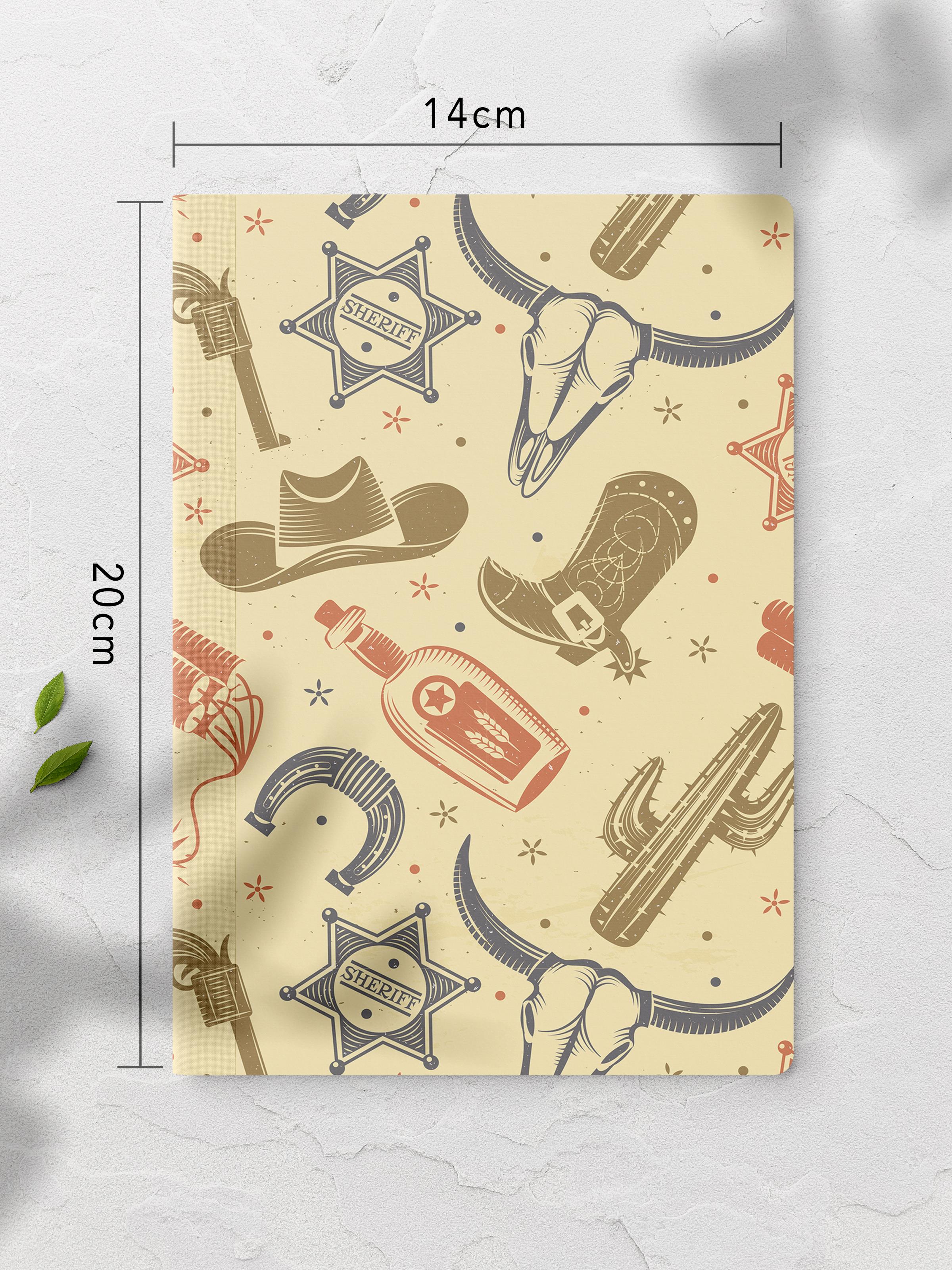 Çizgisiz Defter, Western Desenli Notebook, Not Defteri, Akıl ve Anı Defteri, 64 Sayfa, 14*21cm