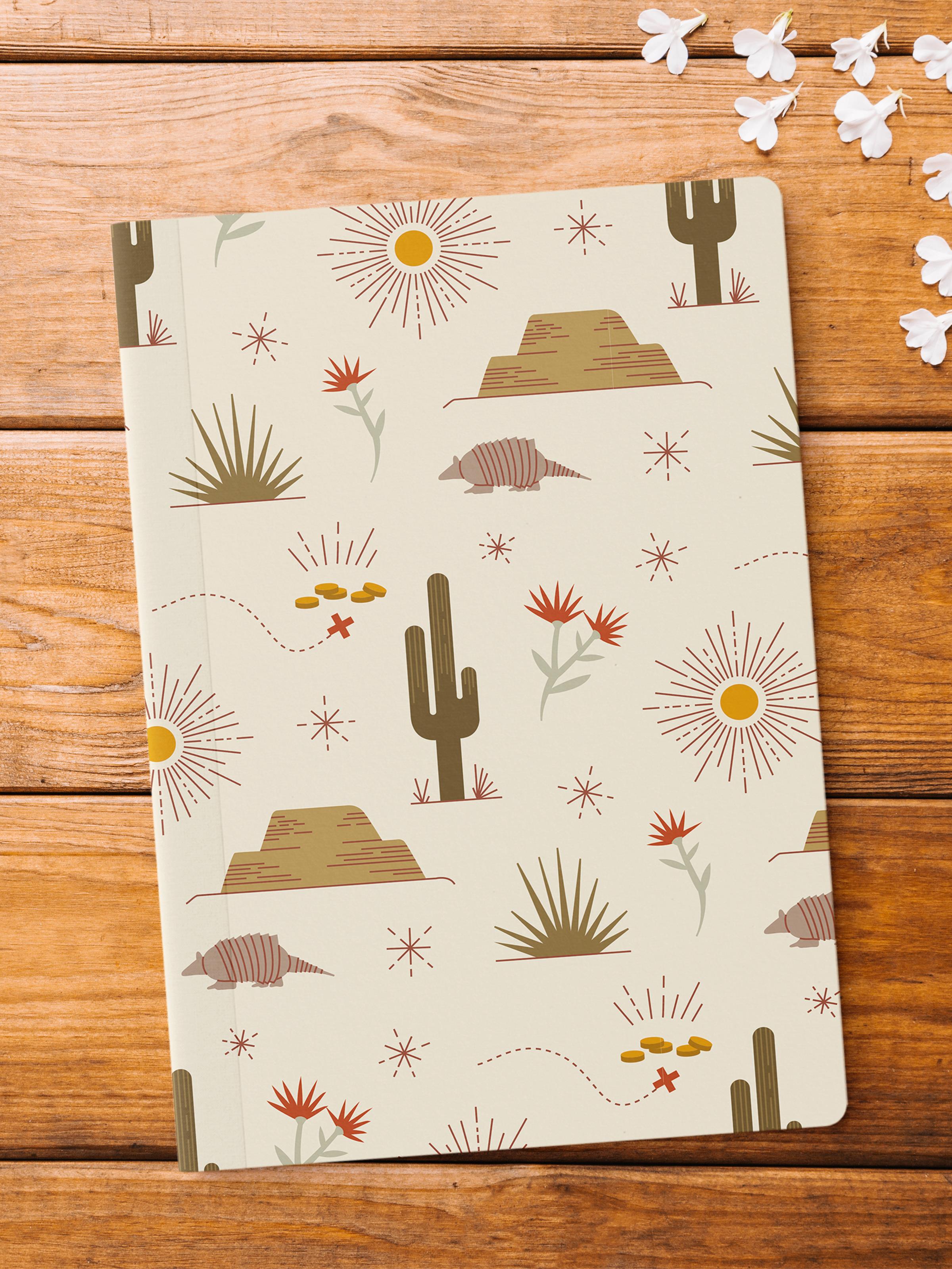 Çizgisiz Defter, Western Desenli Notebook, Not Defteri, Akıl ve Anı Defteri, 64 Sayfa, 14*21cm