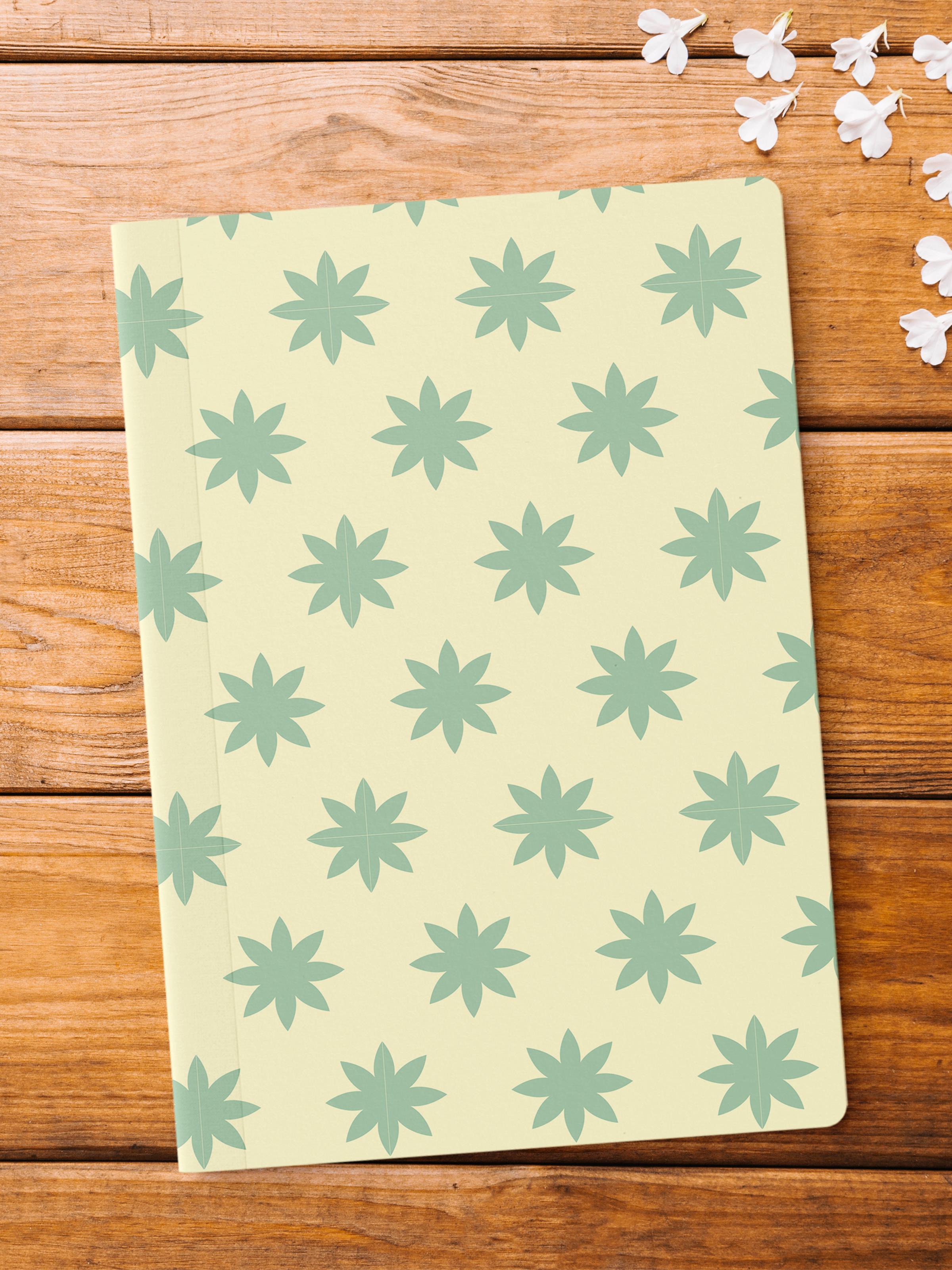 Çizgisiz Defter, Yeşil Desenli Notebook, Not Defteri, Akıl ve Anı Defteri, 64 Sayfa, 14*21cm