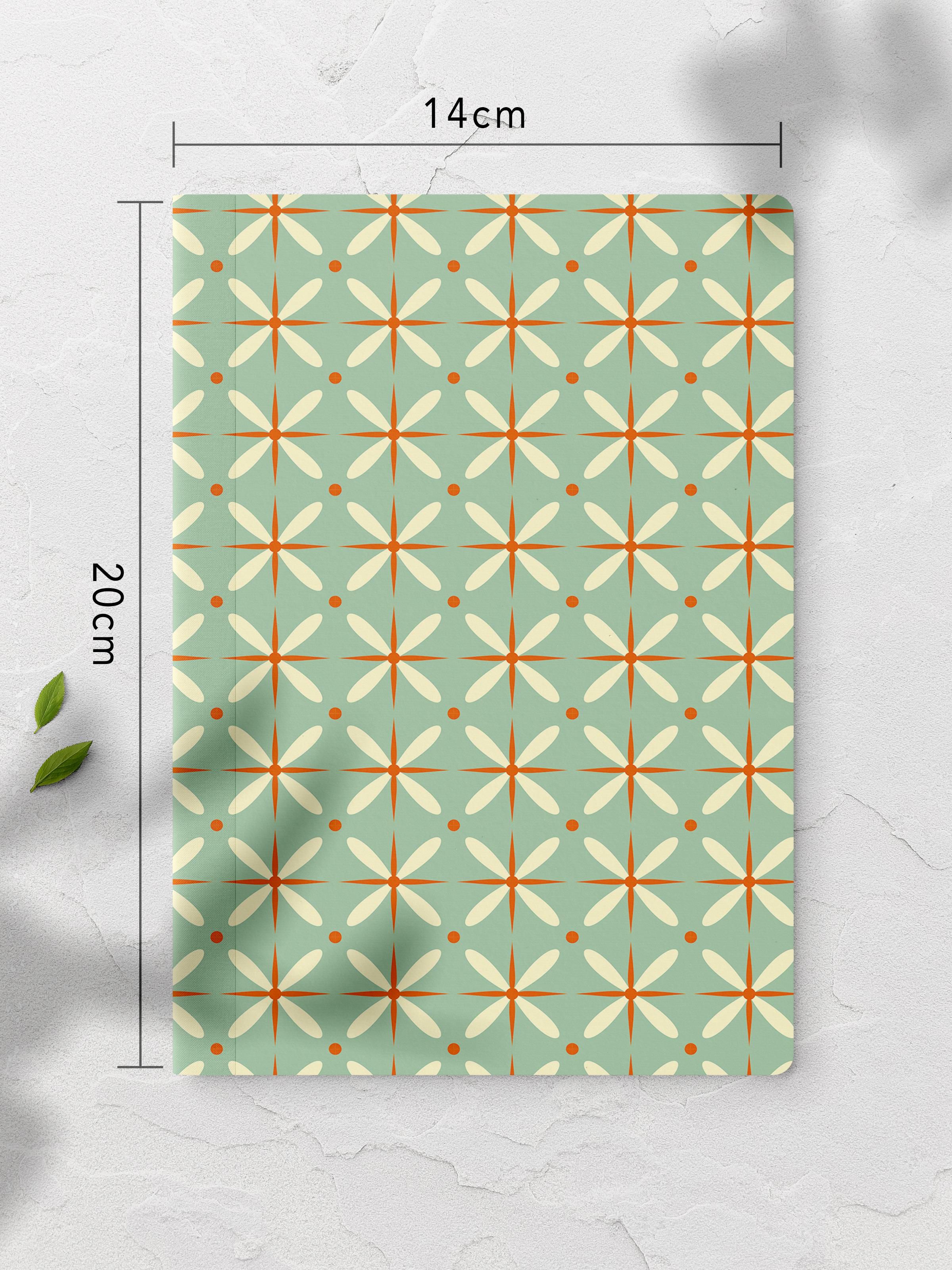 Çizgisiz Defter, Yeşil Geometrik Desenli Notebook, Not Defteri, Akıl ve Anı Defteri, 64 Sayfa, 14*21cm