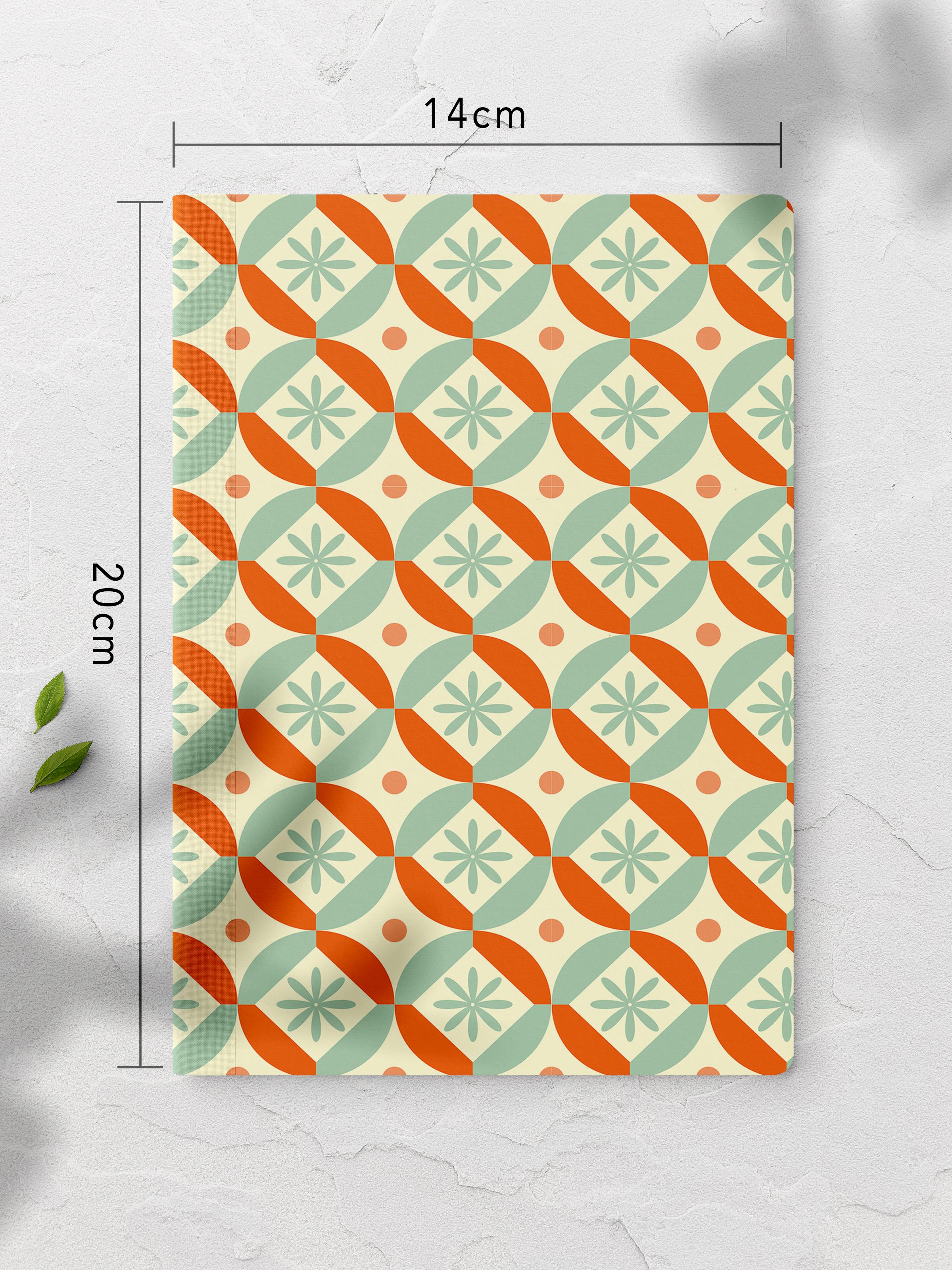 Çizgisiz Defter, Yeşil Geometrik Desenli Notebook, Not Defteri, Akıl ve Anı Defteri, 64 Sayfa, 14*21cm