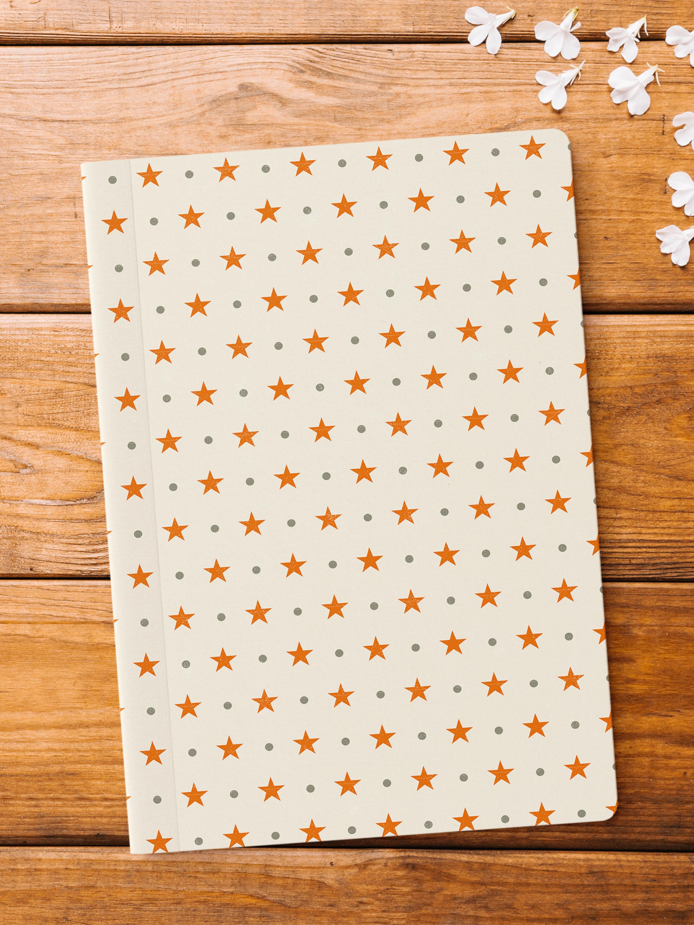 Çizgisiz Defter, Yıldız Desenli Notebook, Not Defteri, Akıl ve Anı Defteri, 64 Sayfa, 14*21cm