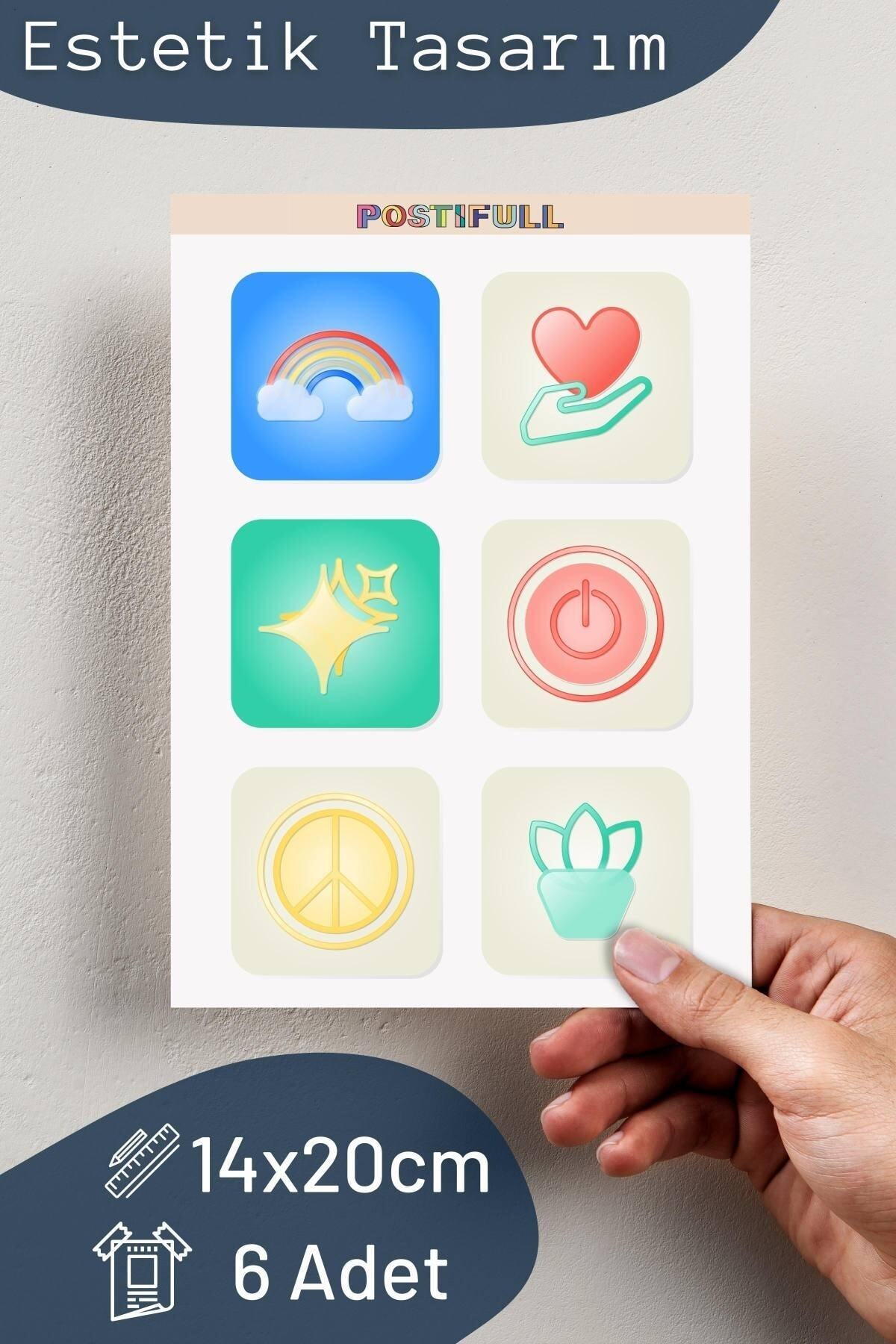 Çizim Sticker Seti - 6 Adet Etiket Seti- Telefon, Tablet, Defter Laptop Uyumlu Etiket