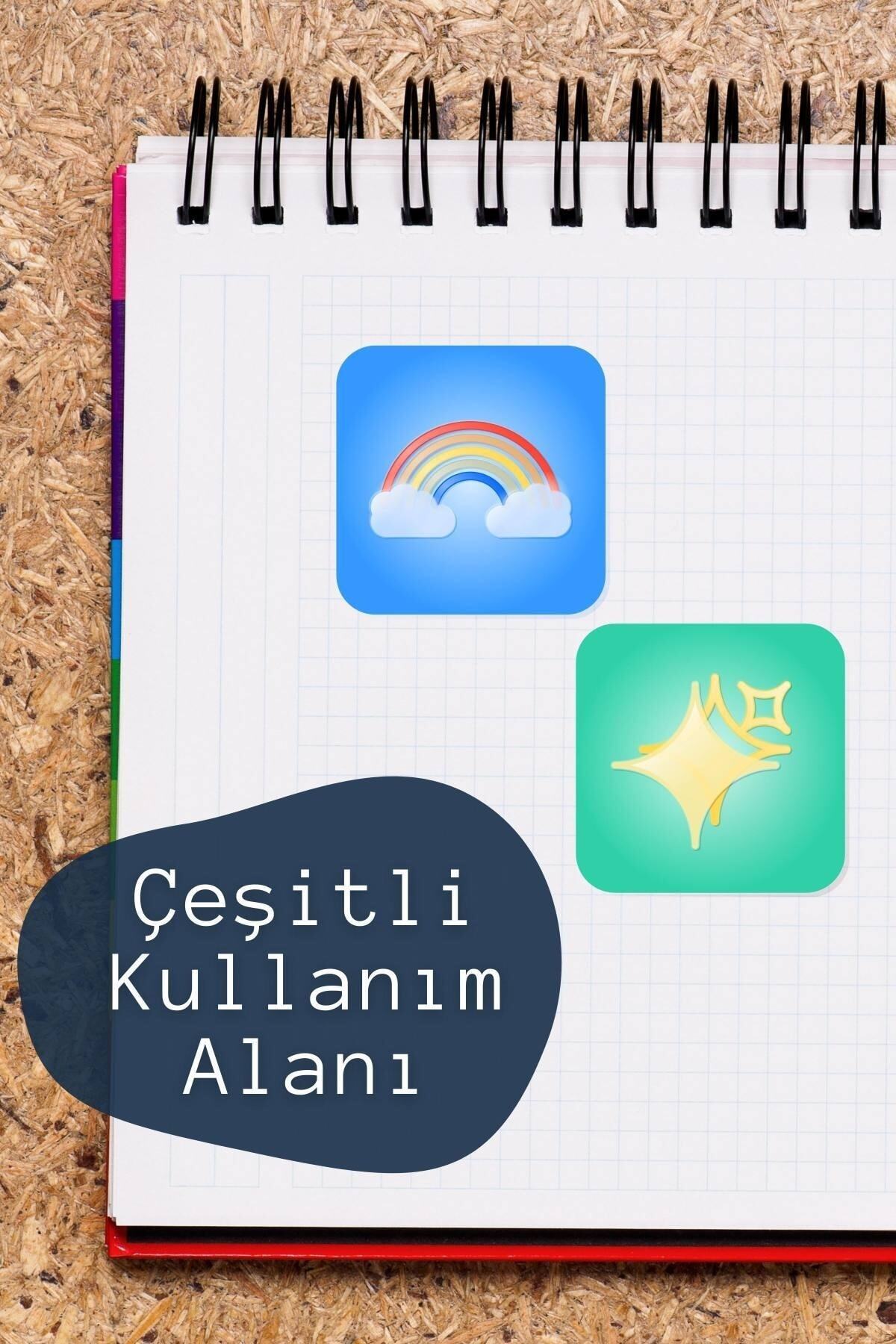Çizim Sticker Seti - 6 Adet Etiket Seti- Telefon, Tablet, Defter Laptop Uyumlu Etiket