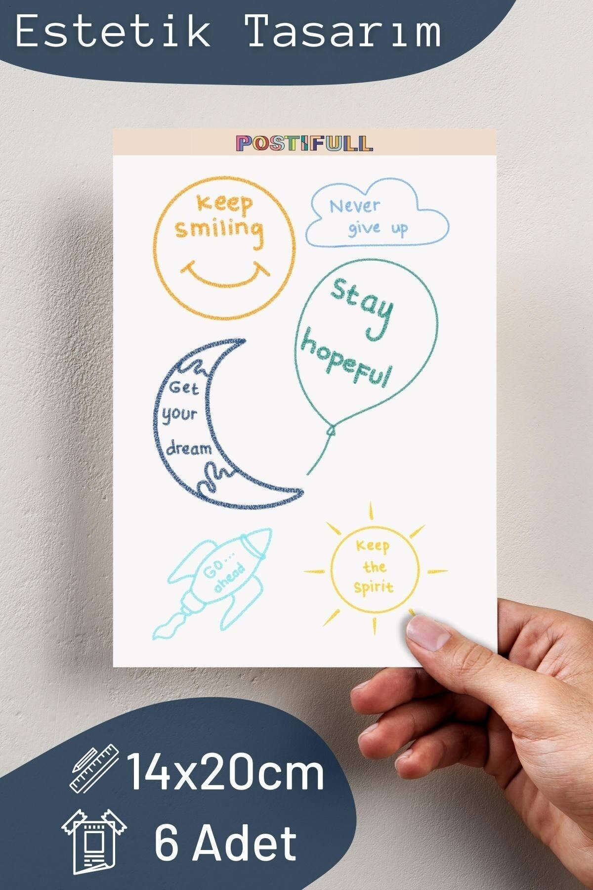 Çizim Temalı Sticker Seti - 6 Adet Etiket Seti- Telefon, Tablet, Defter Laptop Uyumlu Etiket