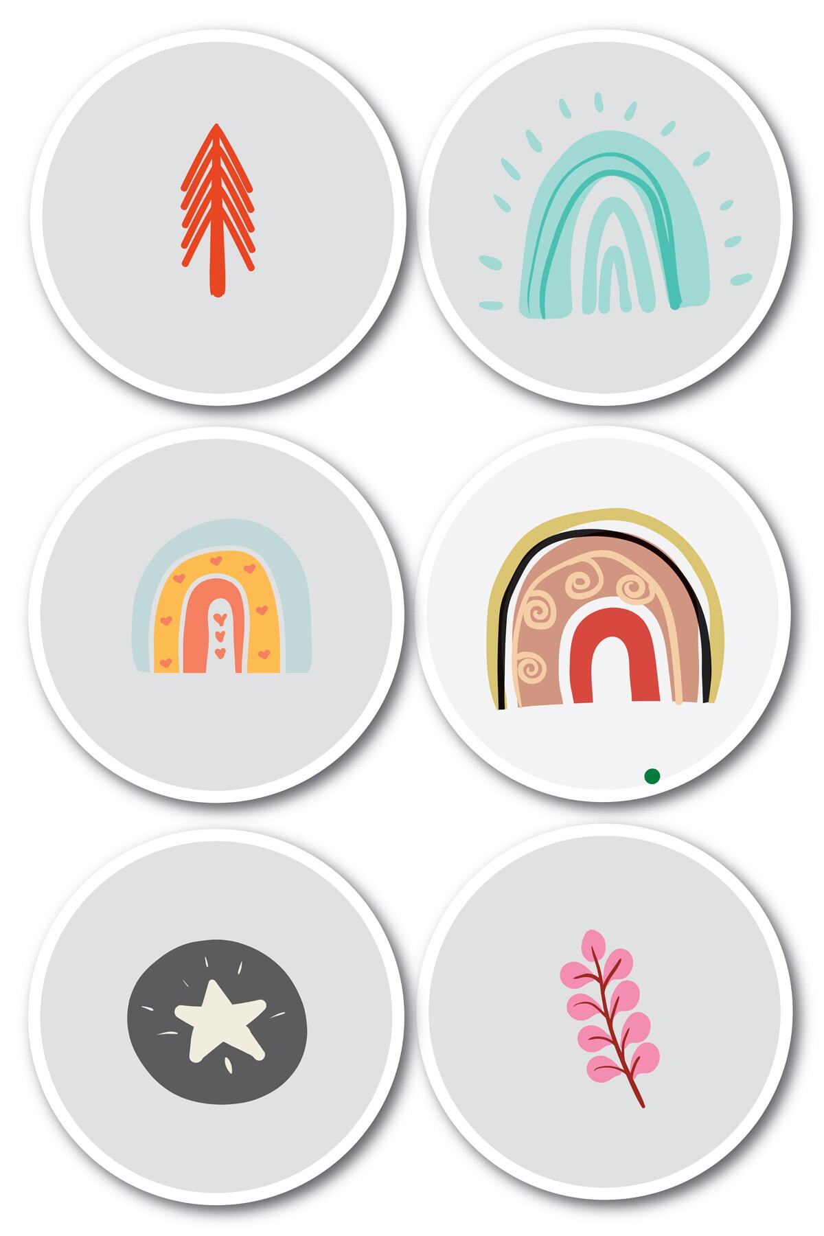 Çizim Temalı Sticker Seti - 6 Adet Etiket Seti- Telefon, Tablet, Defter Laptop Uyumlu Etiket