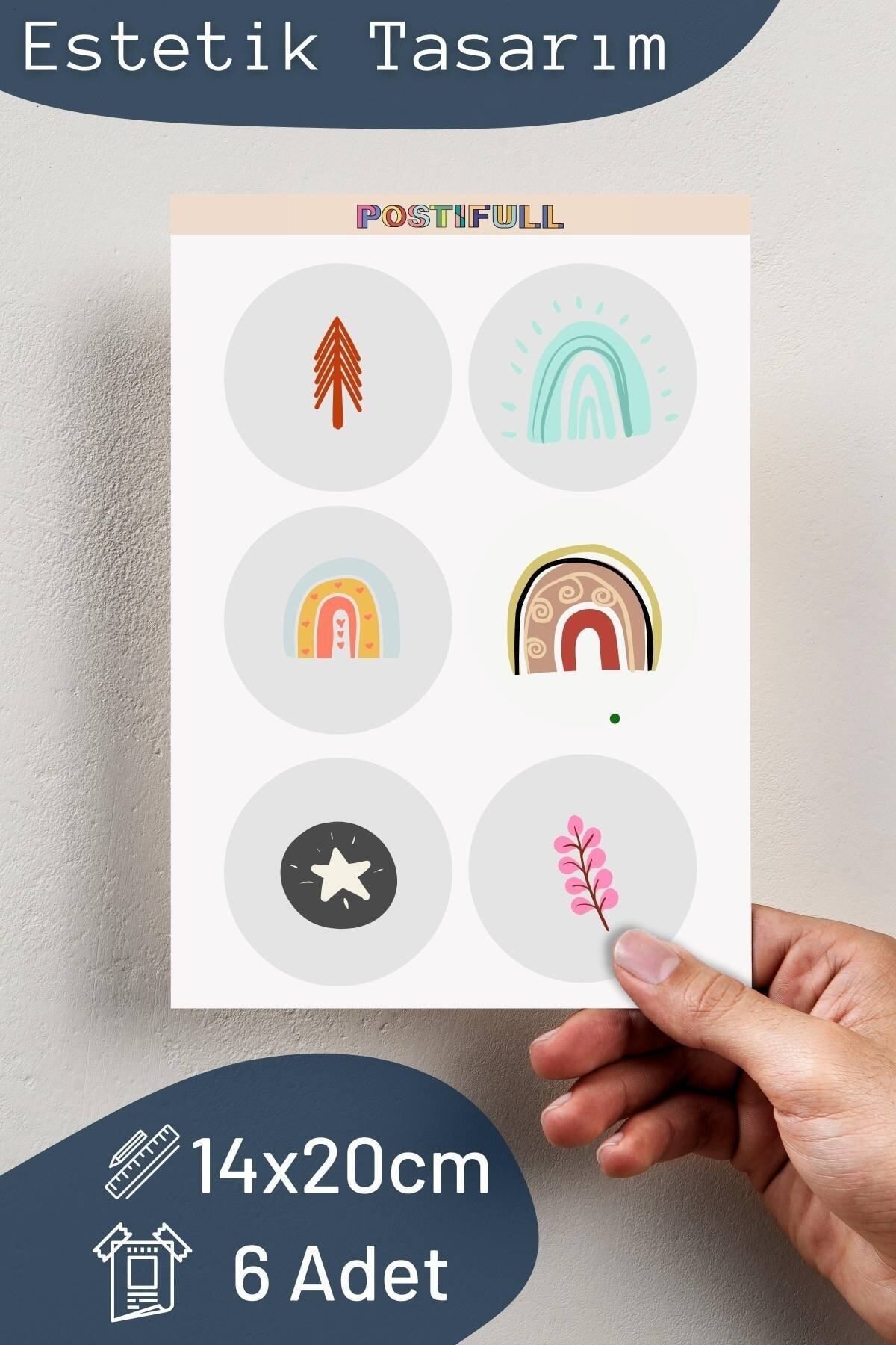Çizim Temalı Sticker Seti - 6 Adet Etiket Seti- Telefon, Tablet, Defter Laptop Uyumlu Etiket