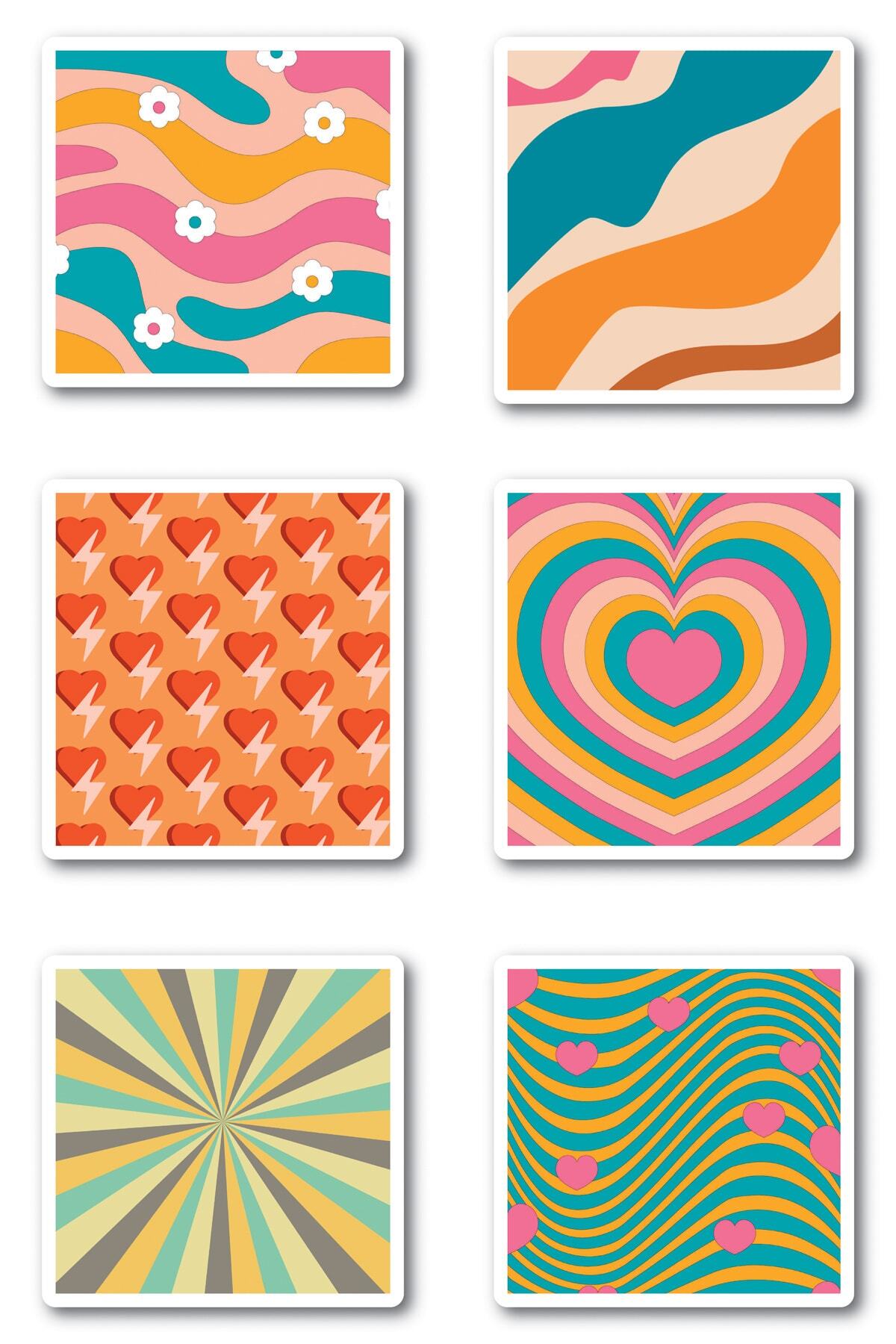 Çizim Temalı Sticker Seti - 6 Adet Etiket Seti- Telefon, Tablet, Defter Laptop Uyumlu Etiket