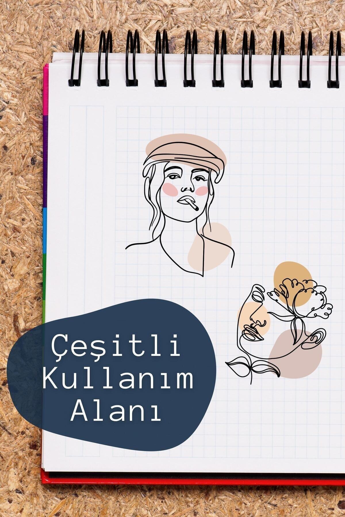 Çizim Temalı Sticker Seti - 8 Adet Etiket Seti- Telefon, Tablet, Defter Laptop Uyumlu Etiket