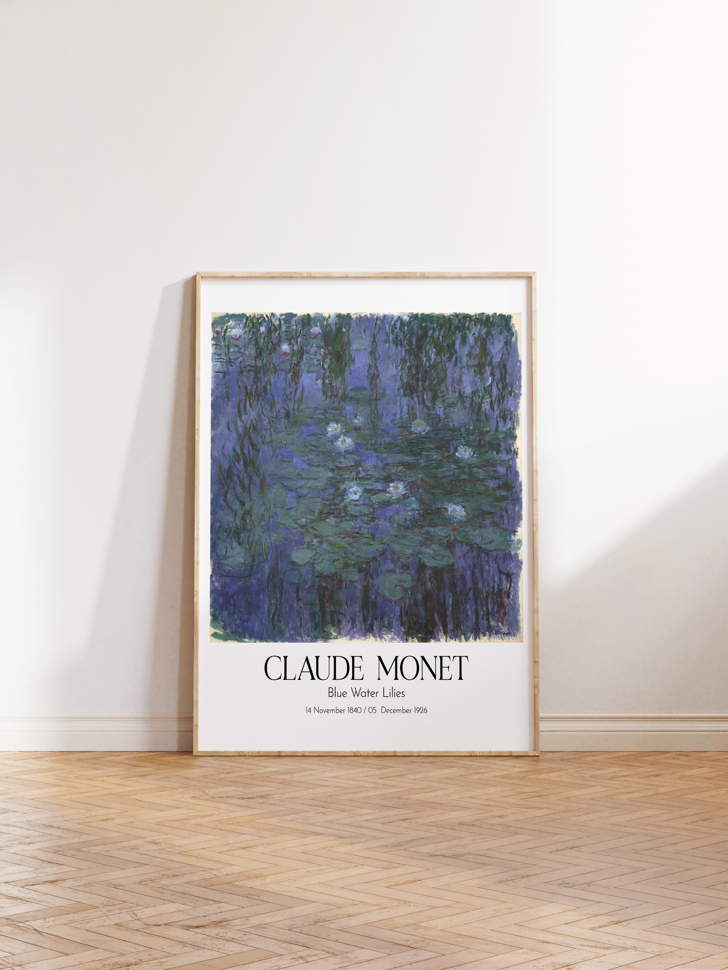 Claude Monet - Blue Water Lilies, Ahşap Çerçeveli Tablo, Sanat Serisi NO:110298