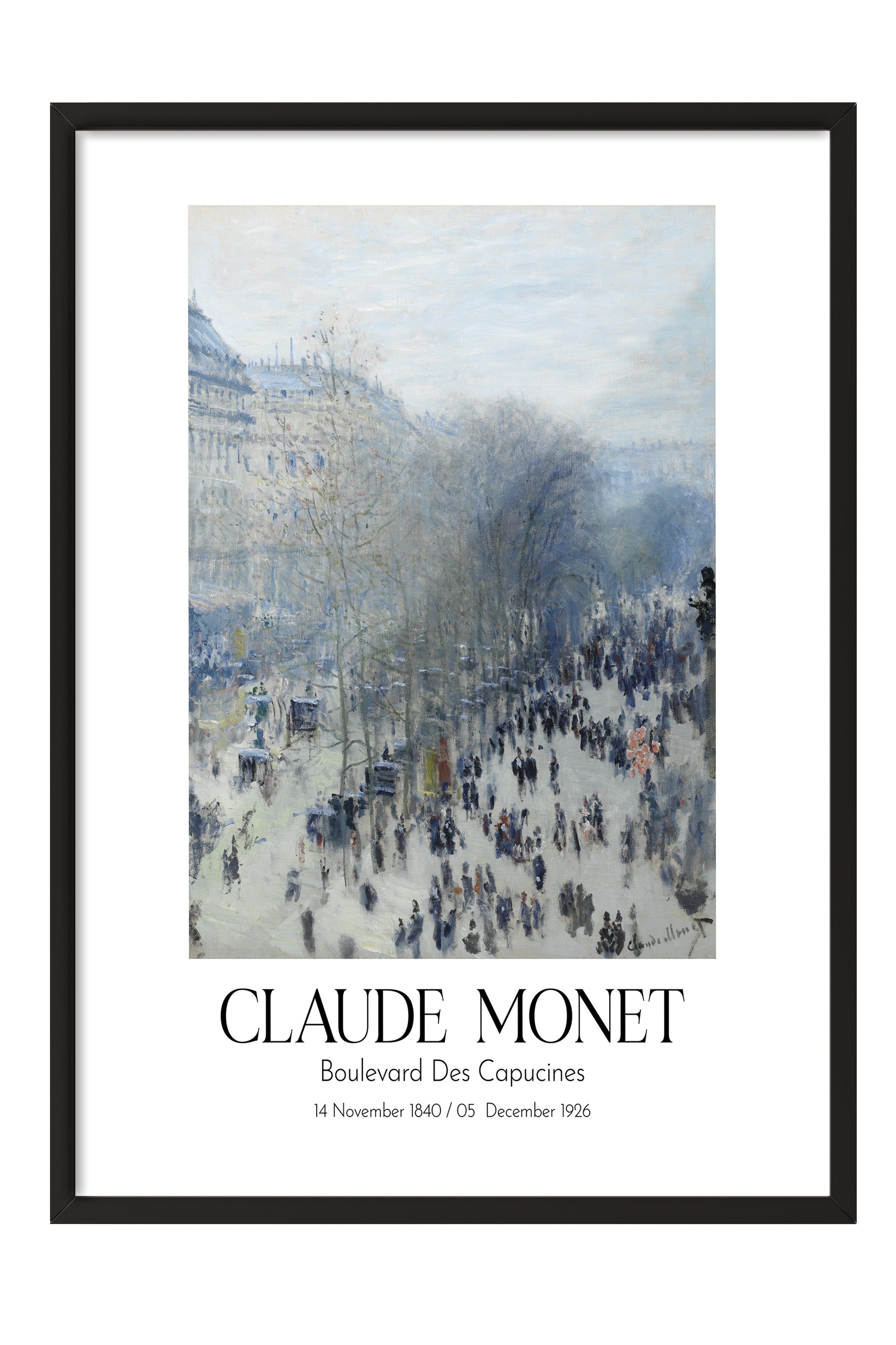 Claude Monet - Boulevard Des Capucines, Siyah Çerçeveli Tablo, Sanat Serisi NO:110305