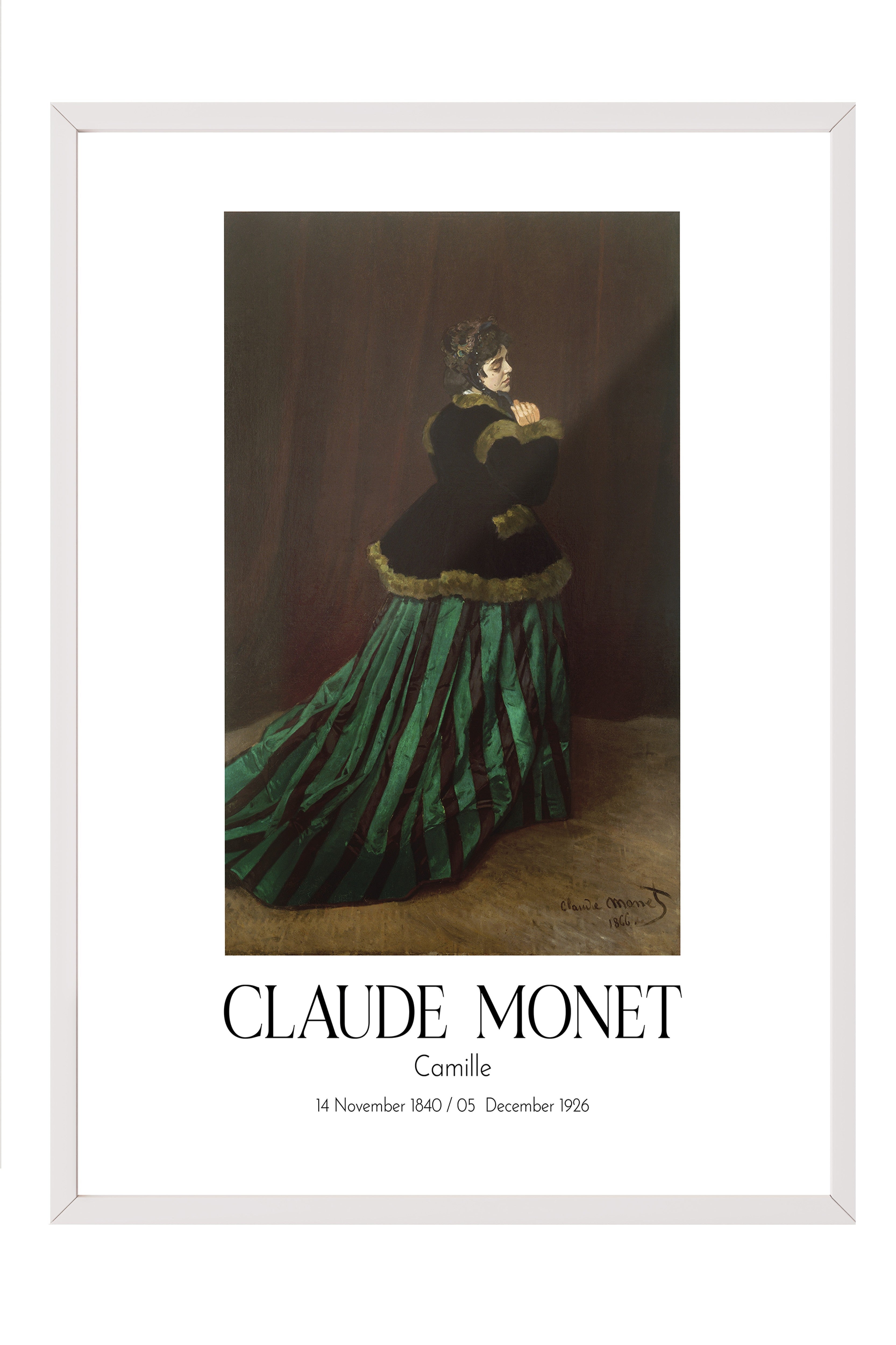 Claude Monet - Camille, Beyaz Çerçeveli Tablo, Sanat Serisi NO:110306