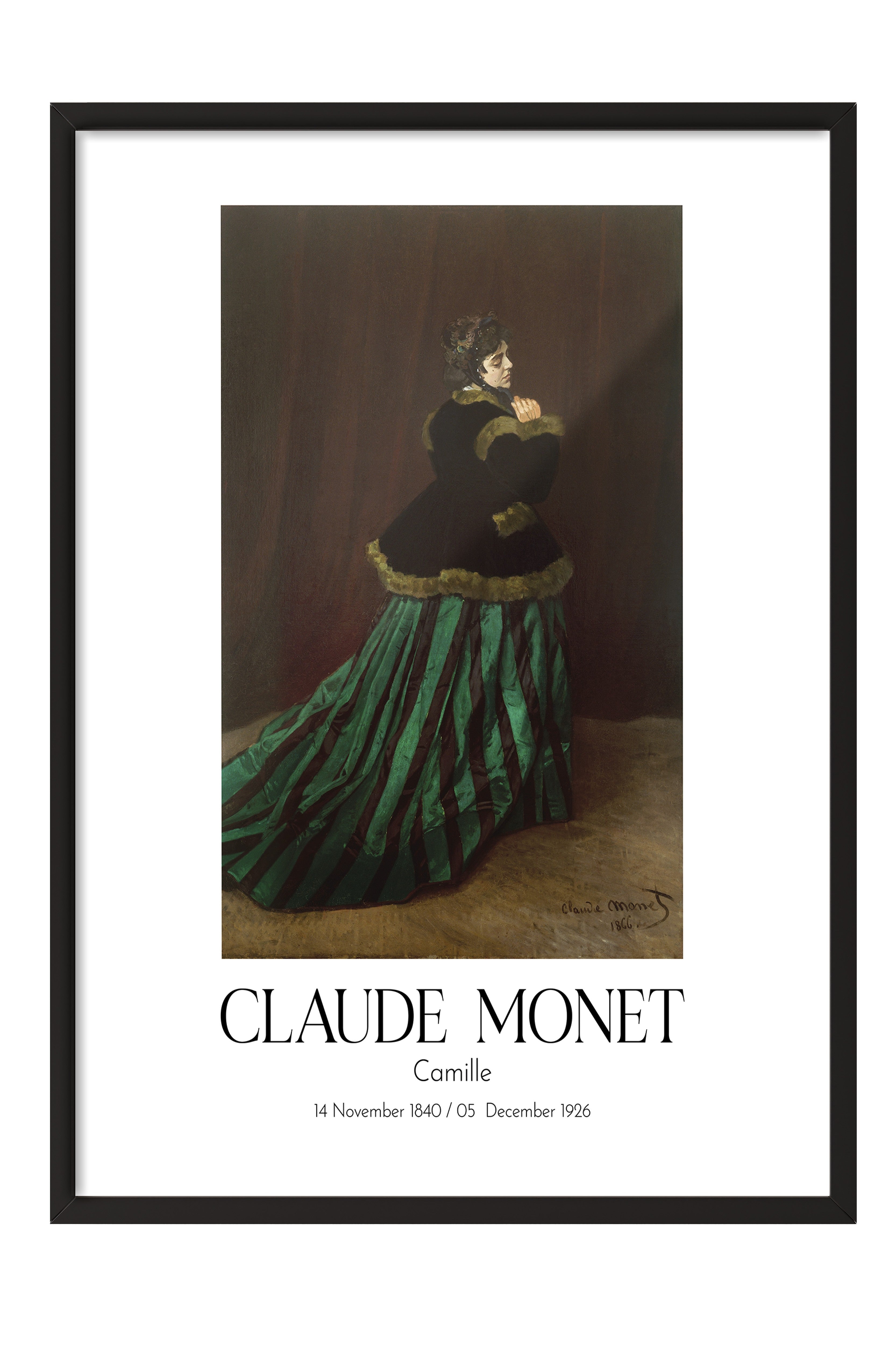 Claude Monet - Camille, Siyah Çerçeveli Tablo, Sanat Serisi NO:110306