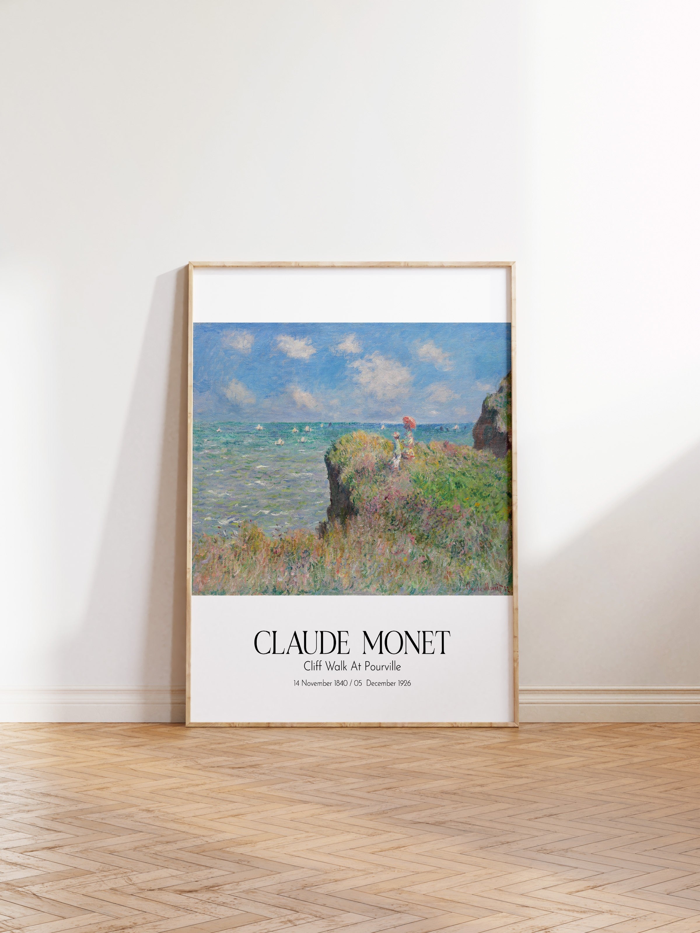 Claude Monet - Cliff Walk At Pourville, Ahşap Çerçeveli Tablo, Sanat Serisi NO:110307