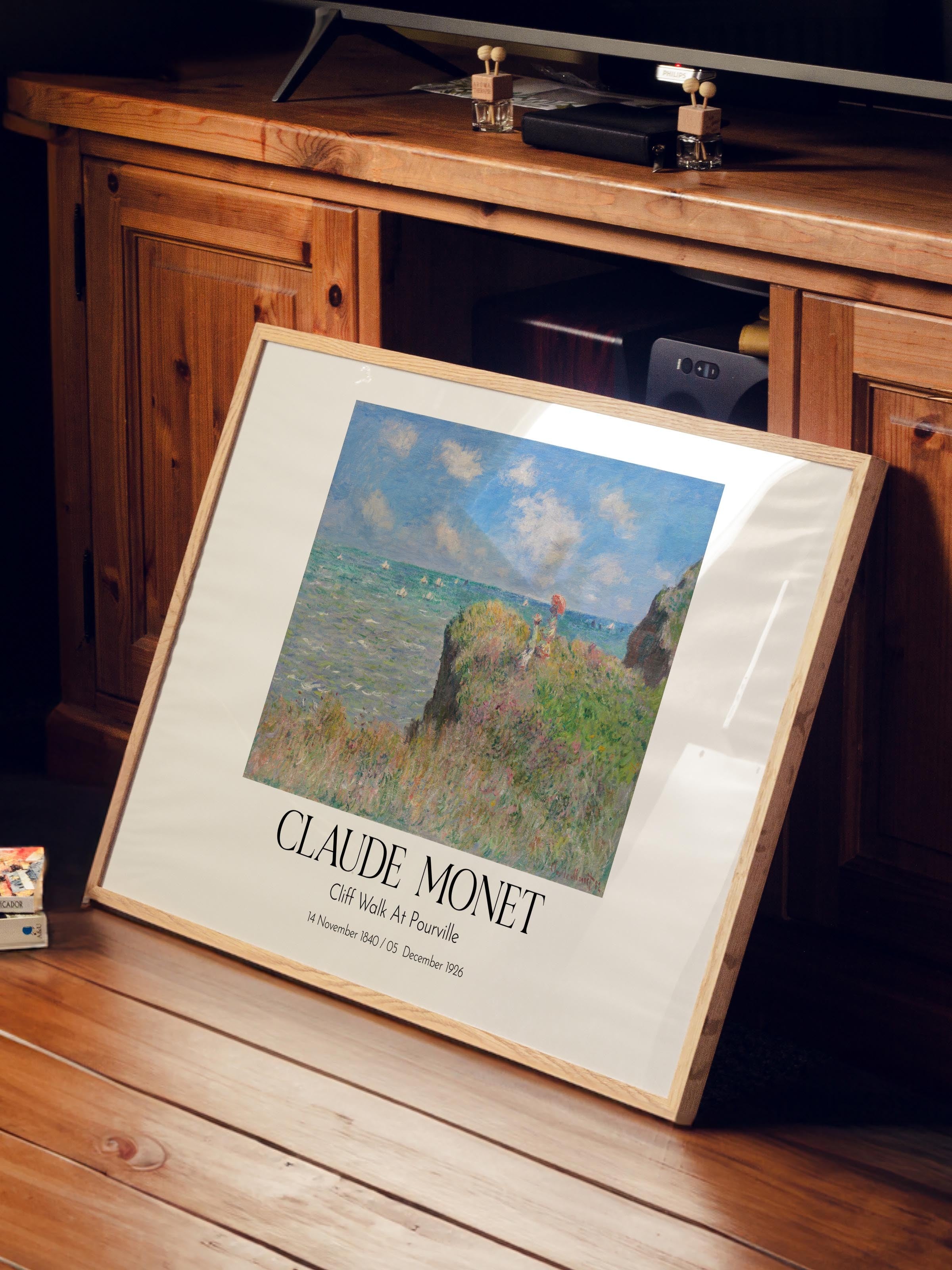 Claude Monet - Cliff Walk At Pourville, Ahşap Çerçeveli Tablo, Sanat Serisi NO:110333