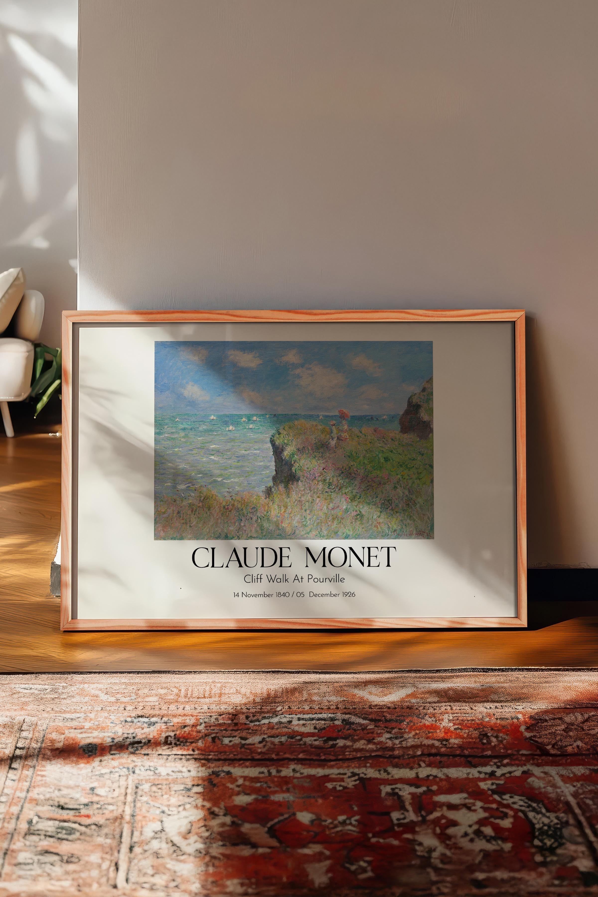 Claude Monet - Cliff Walk At Pourville, Ahşap Çerçeveli Tablo, Sanat Serisi NO:110333