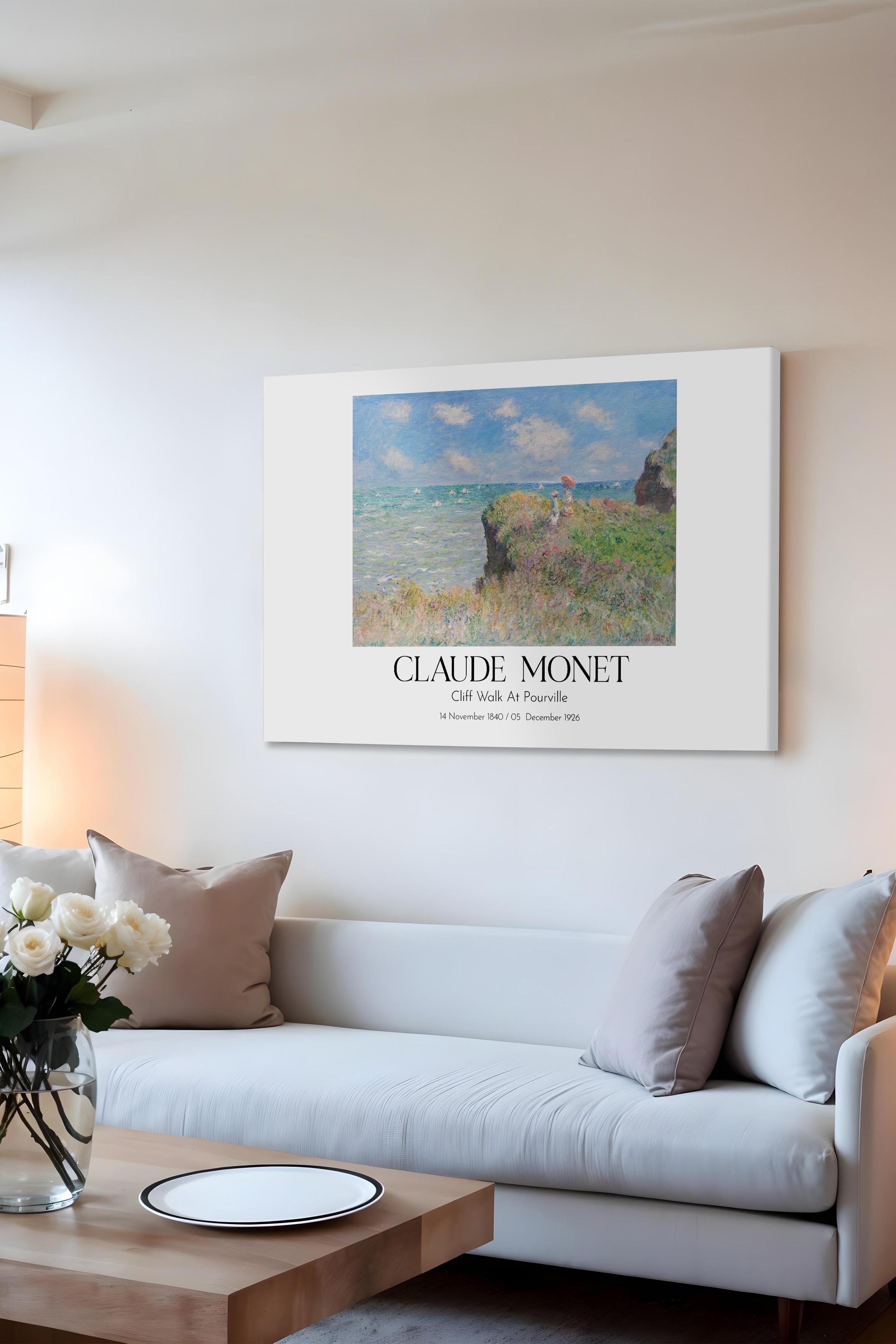 Claude Monet - Cliff Walk At Pourville, Kanvas Tablo, Sanat Serisi NO:110333