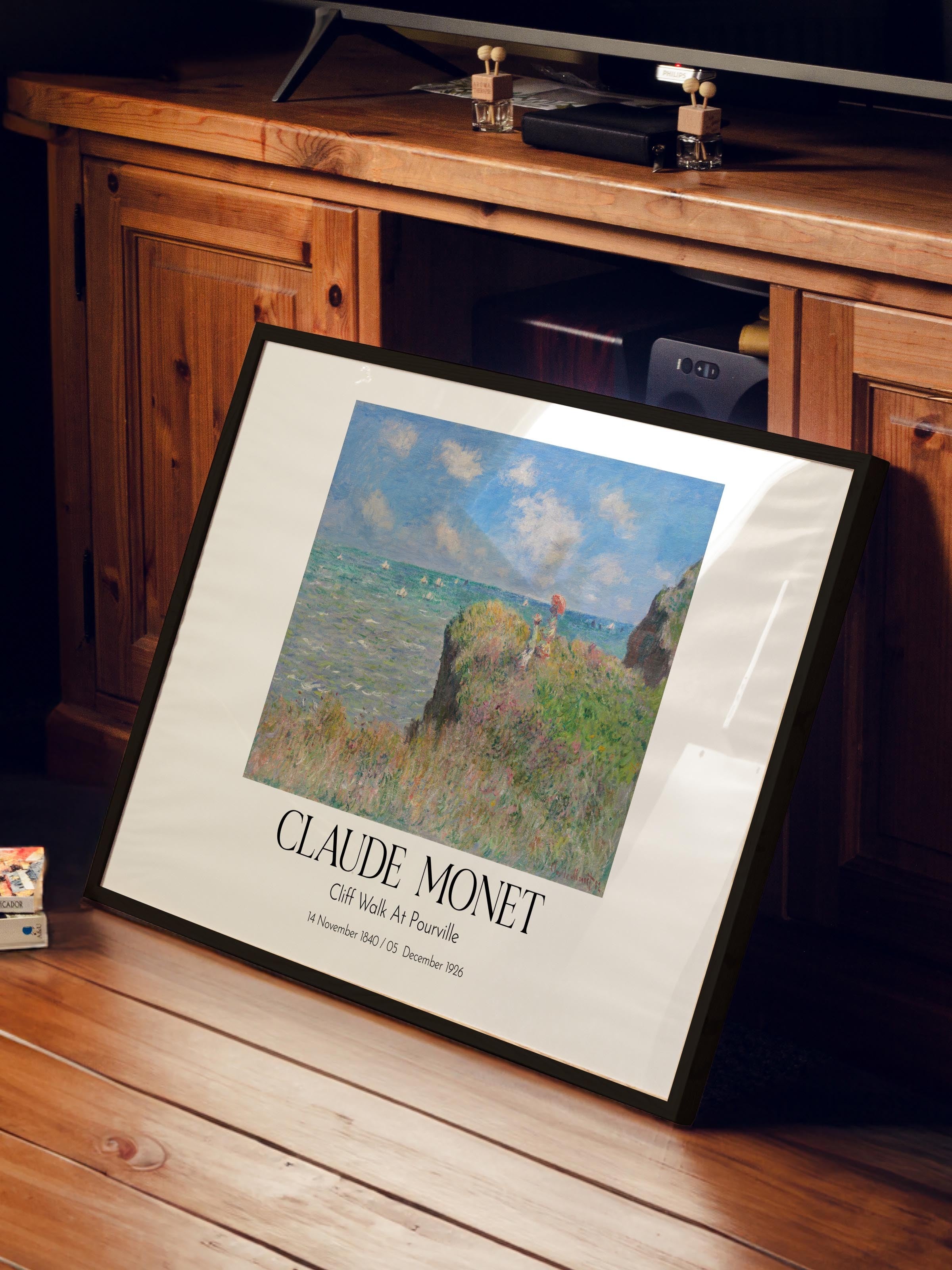 Claude Monet - Cliff Walk At Pourville, Siyah Çerçeveli Tablo, Sanat Serisi NO:110333
