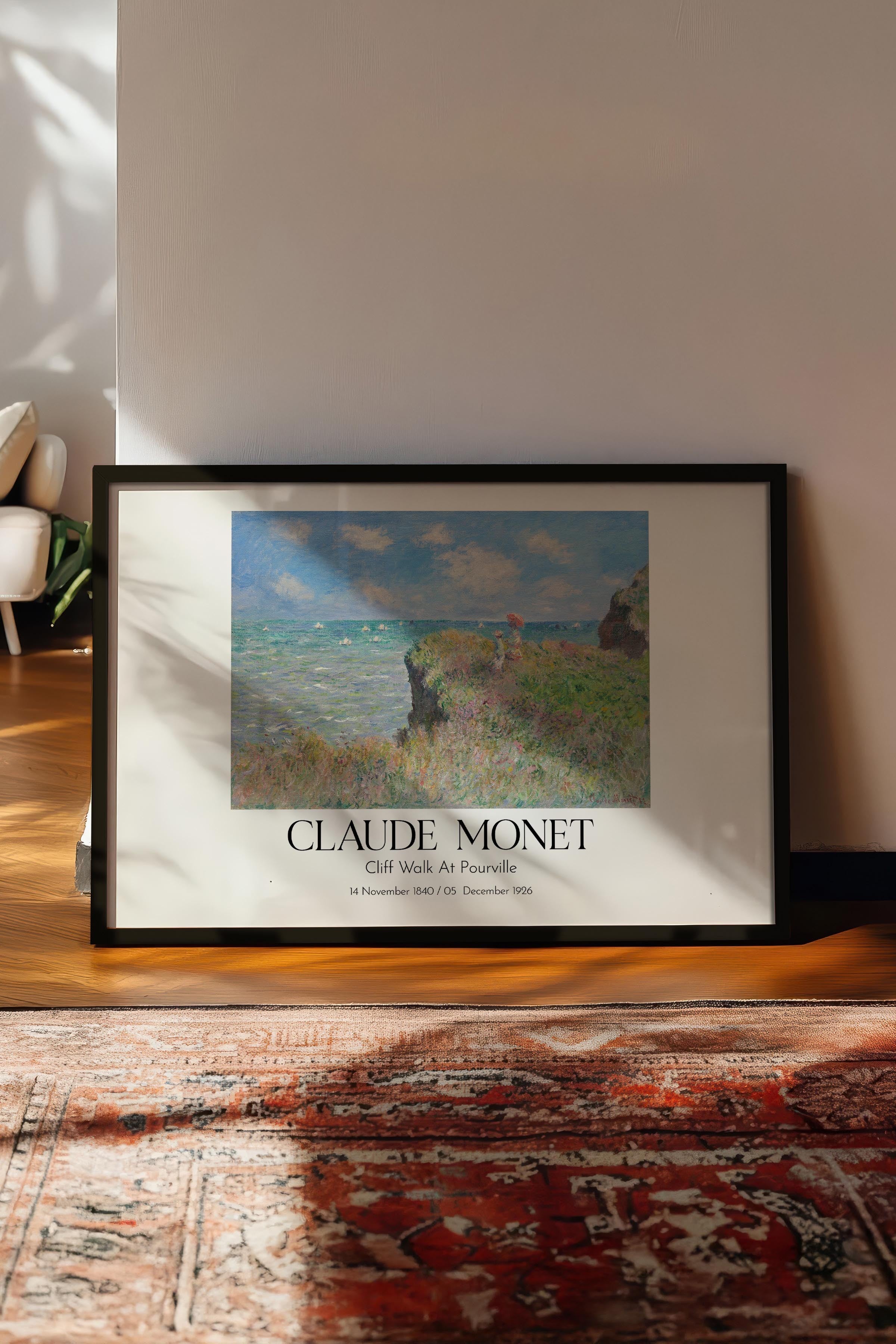 Claude Monet - Cliff Walk At Pourville, Siyah Çerçeveli Tablo, Sanat Serisi NO:110333