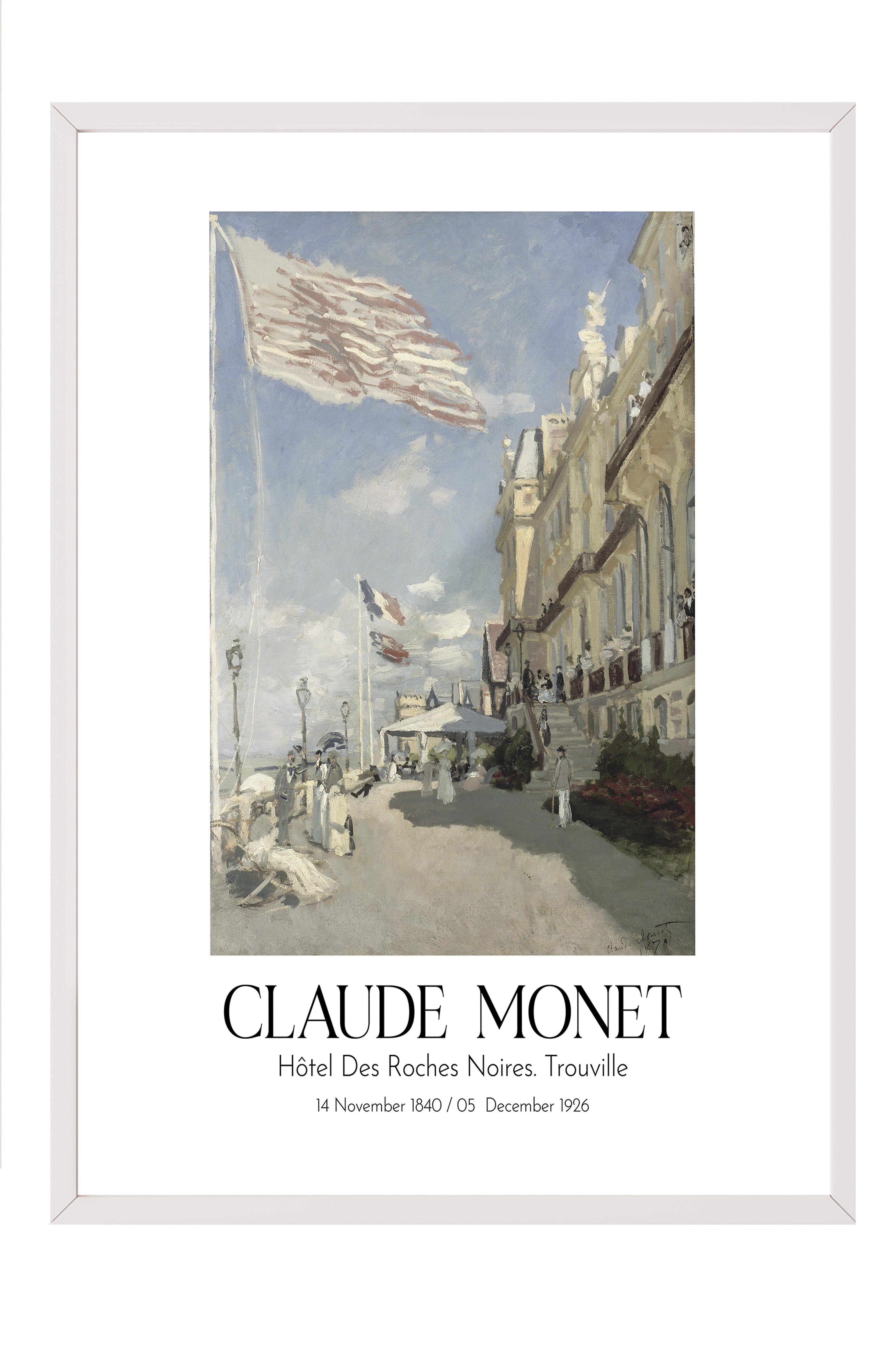 Claude Monet - Hôtel Des Roches Noires. Trouville, Beyaz Çerçeveli Tablo, Sanat Serisi NO:110310