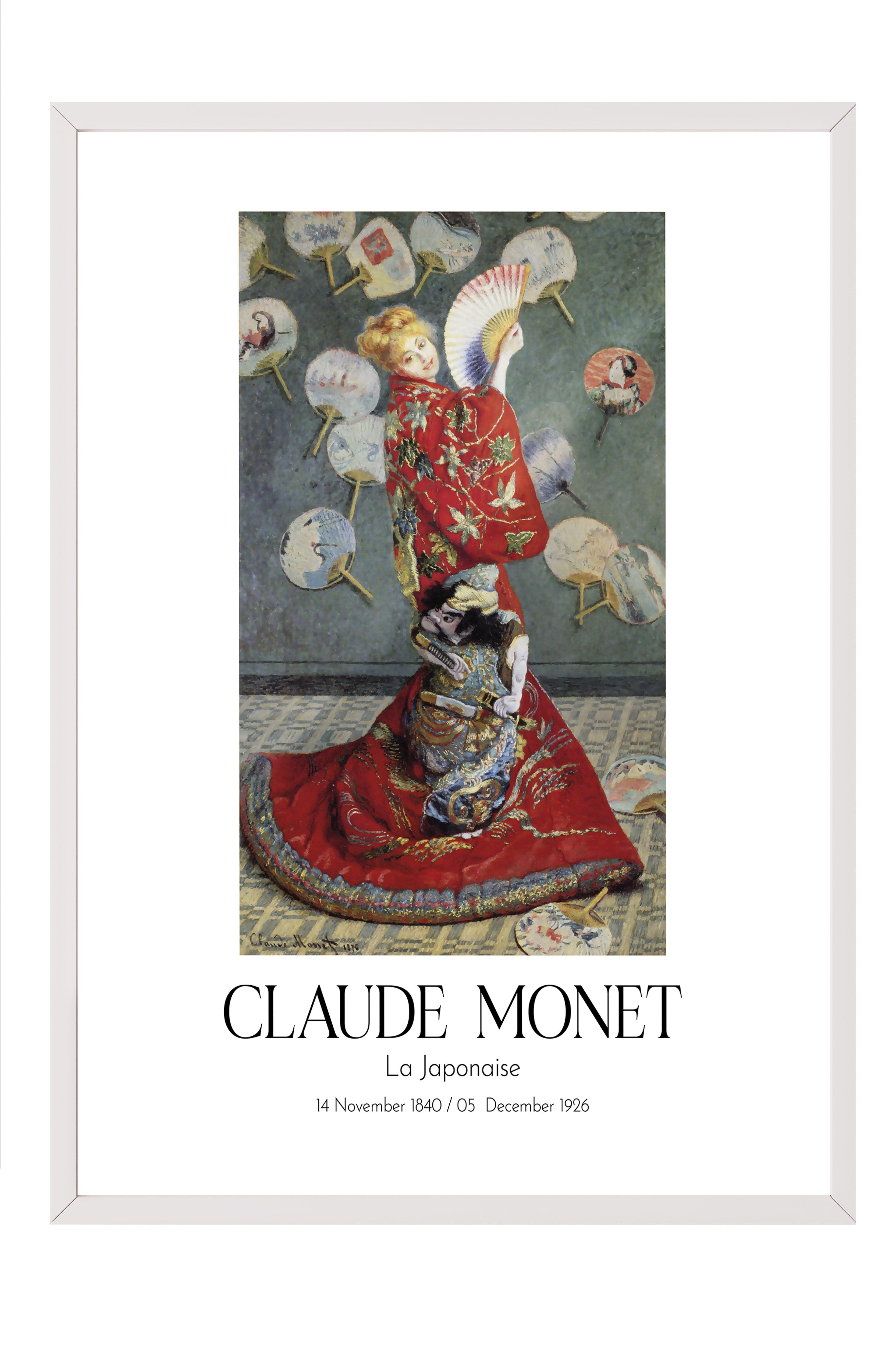 Claude Monet - La Japonaise, Beyaz Çerçeveli Tablo, Sanat Serisi NO:110311