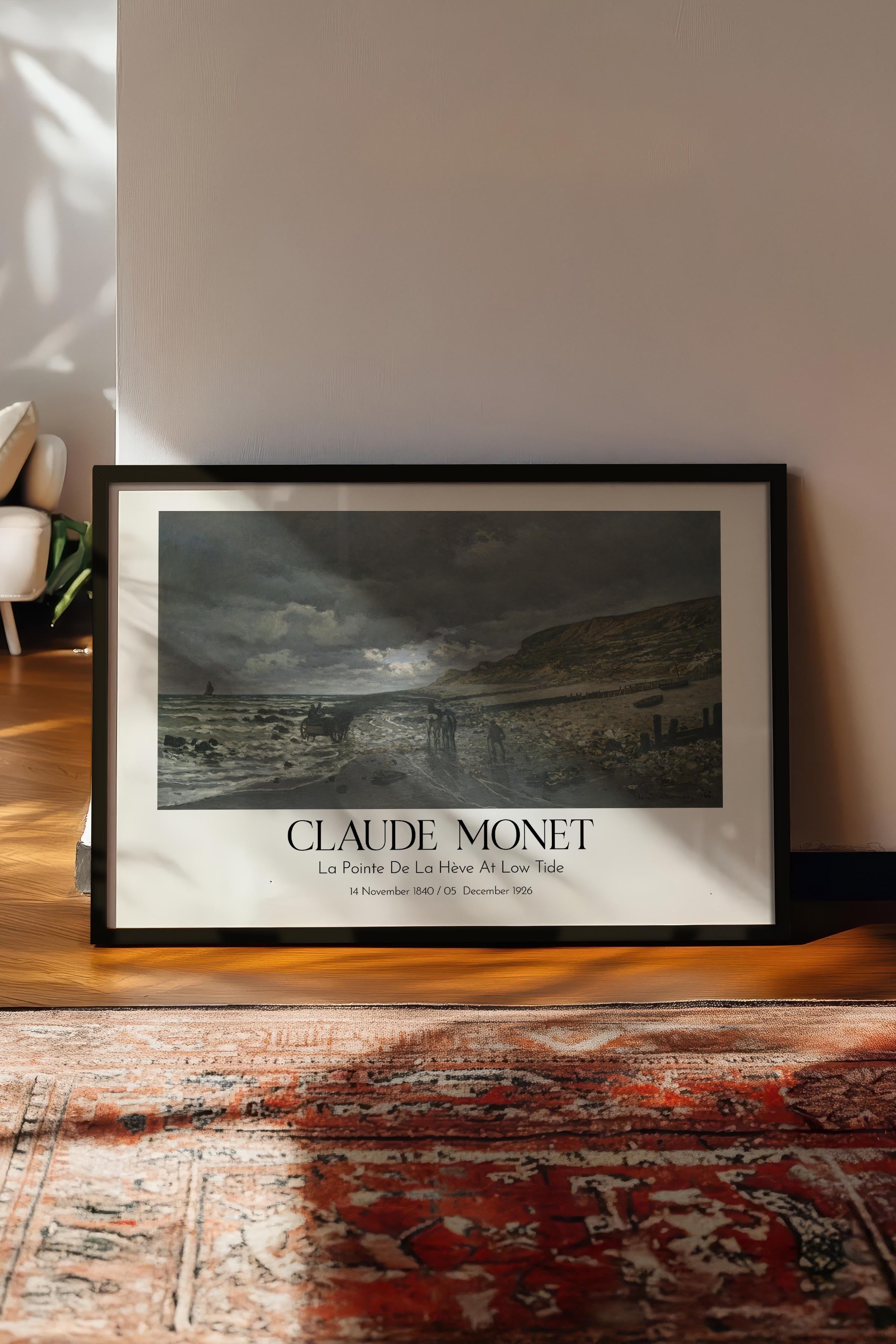 Claude Monet - La Pointe De La Hève At Low Tide, Siyah Çerçeveli Tablo, Sanat Serisi NO:110336