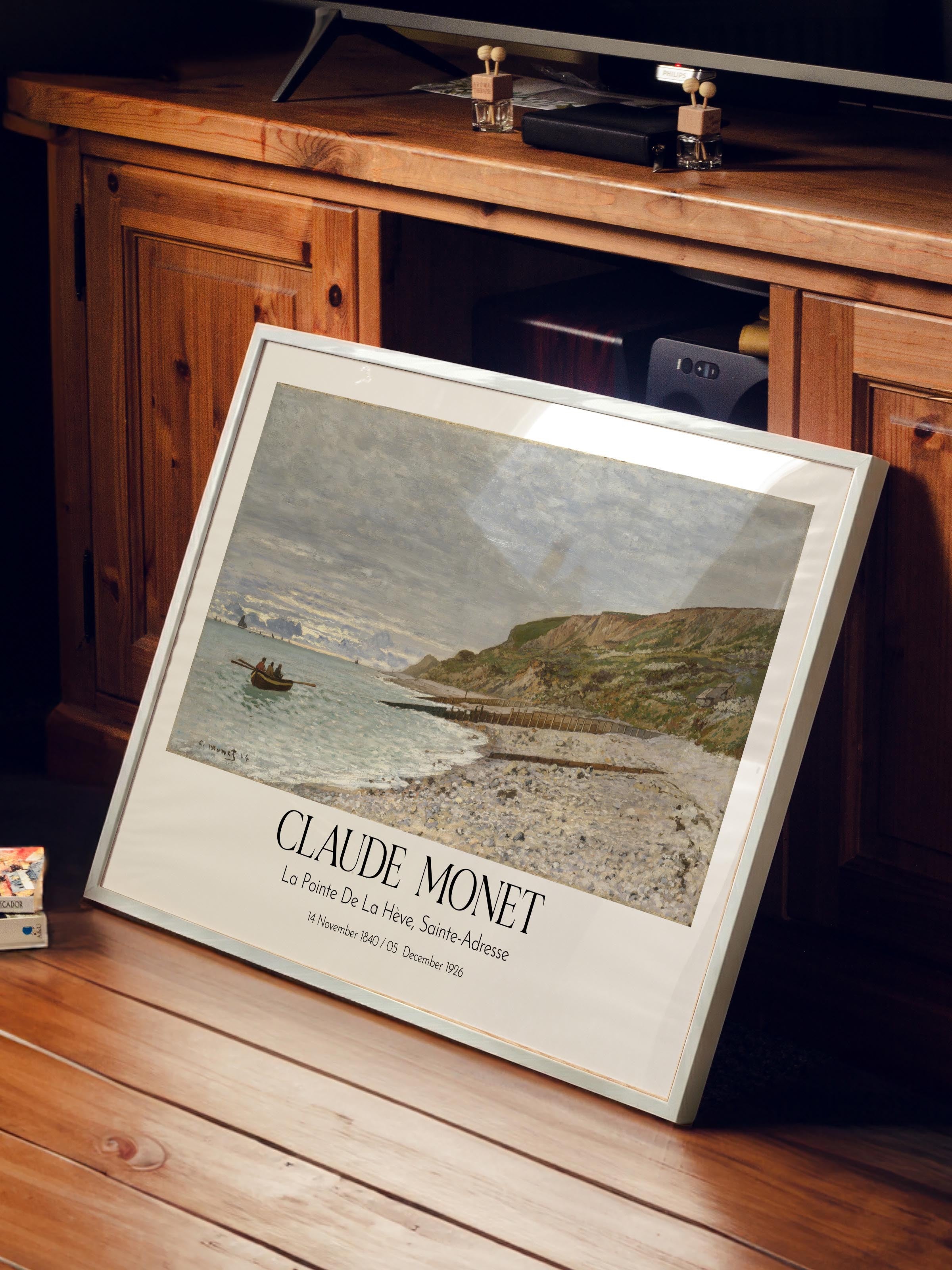 Claude Monet - La Pointe De La Hève, Sainte-Adresse, Beyaz Çerçeveli Tablo, Sanat Serisi NO:110318