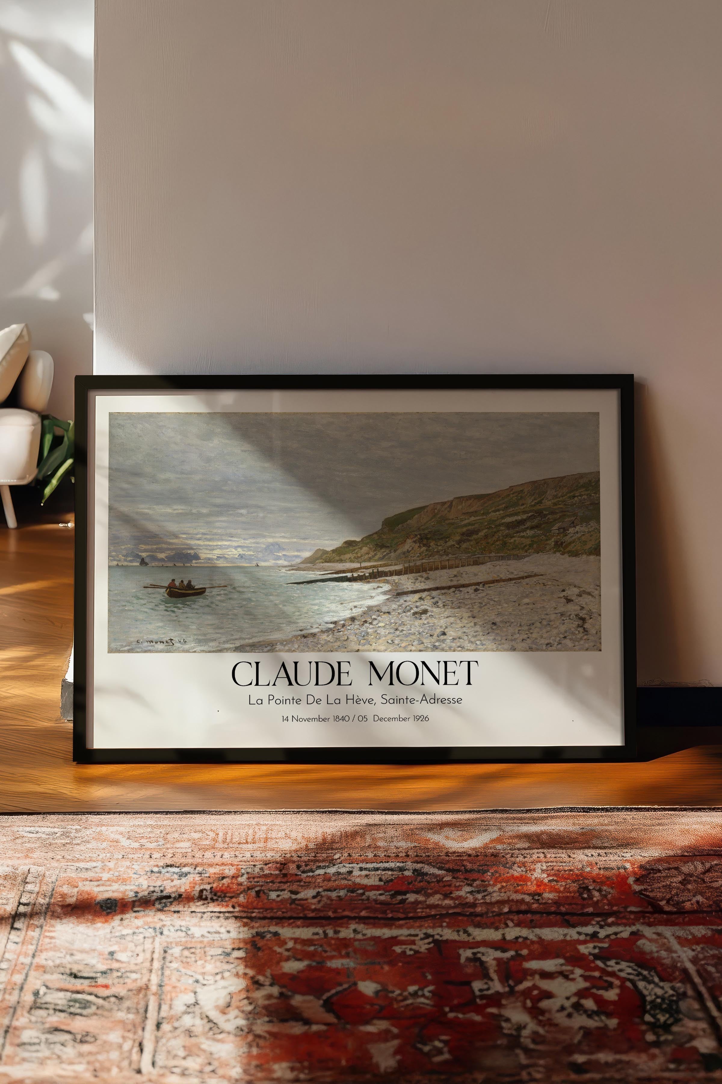 Claude Monet - La Pointe De La Hève, Sainte-Adresse, Siyah Çerçeveli Tablo, Sanat Serisi NO:110318