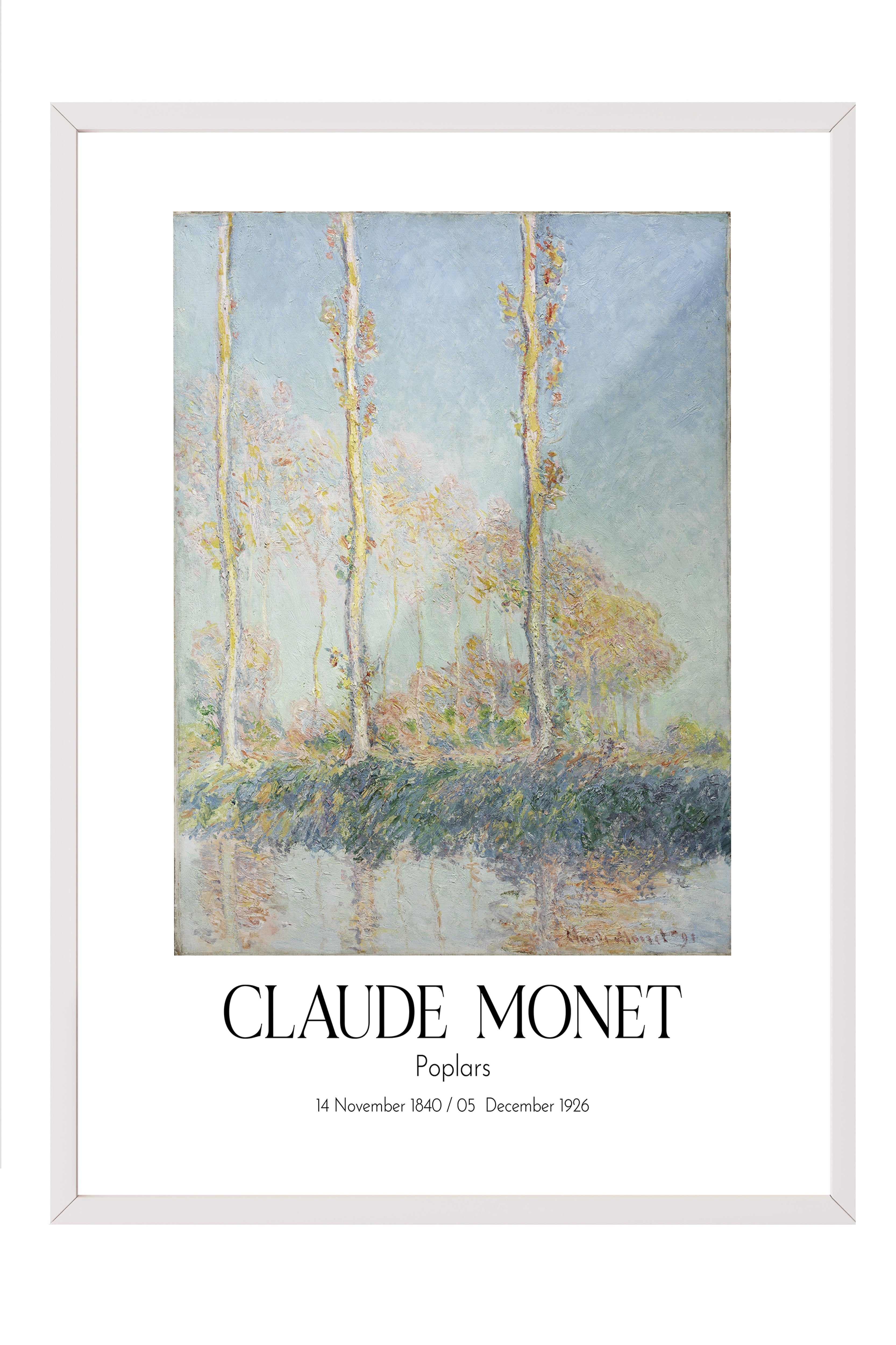 Claude Monet - Poplars, Beyaz Çerçeveli Tablo, Sanat Serisi NO:110301