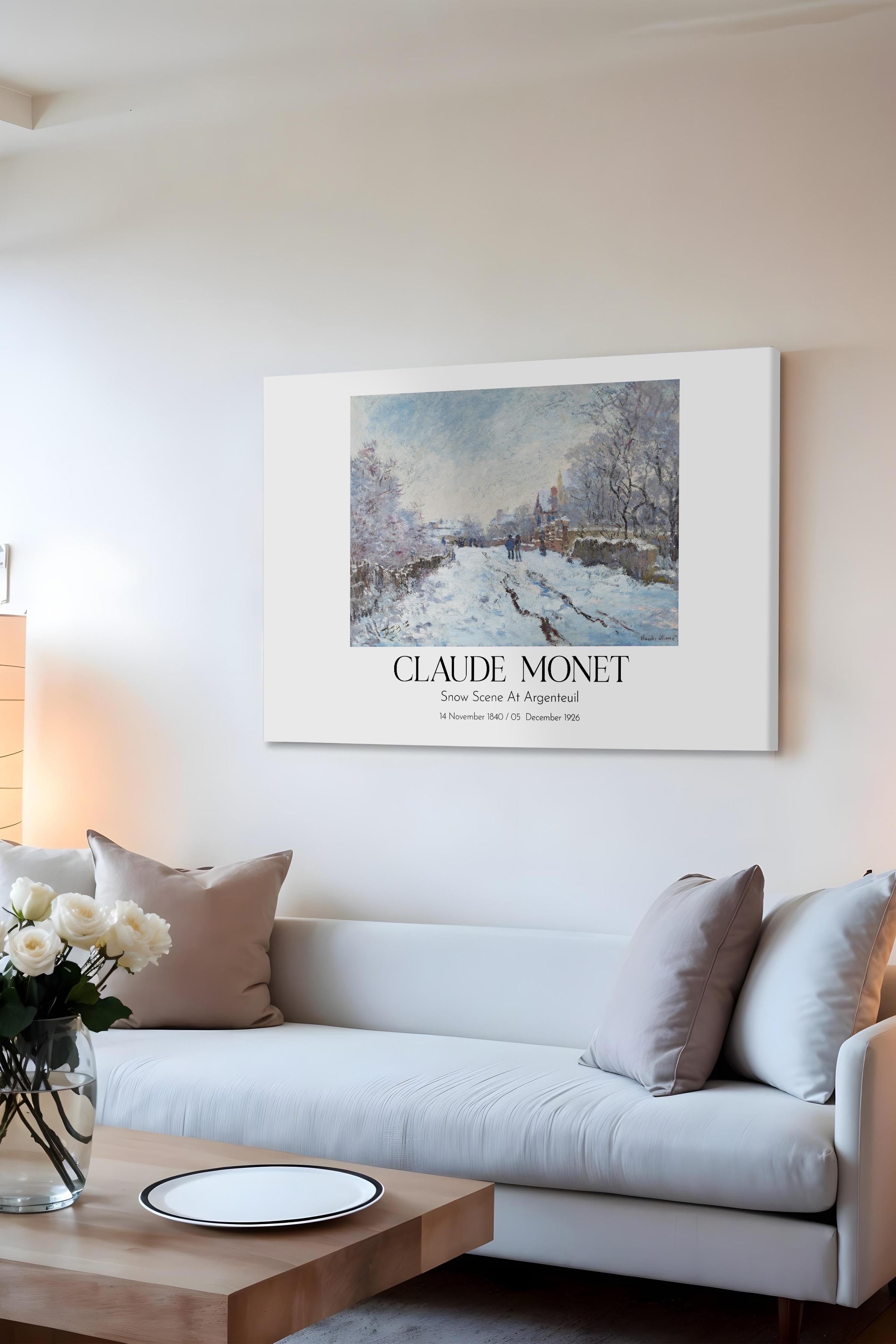 Claude Monet - Snow Scene At Argenteuil, Kanvas Tablo, Sanat Serisi NO:110323