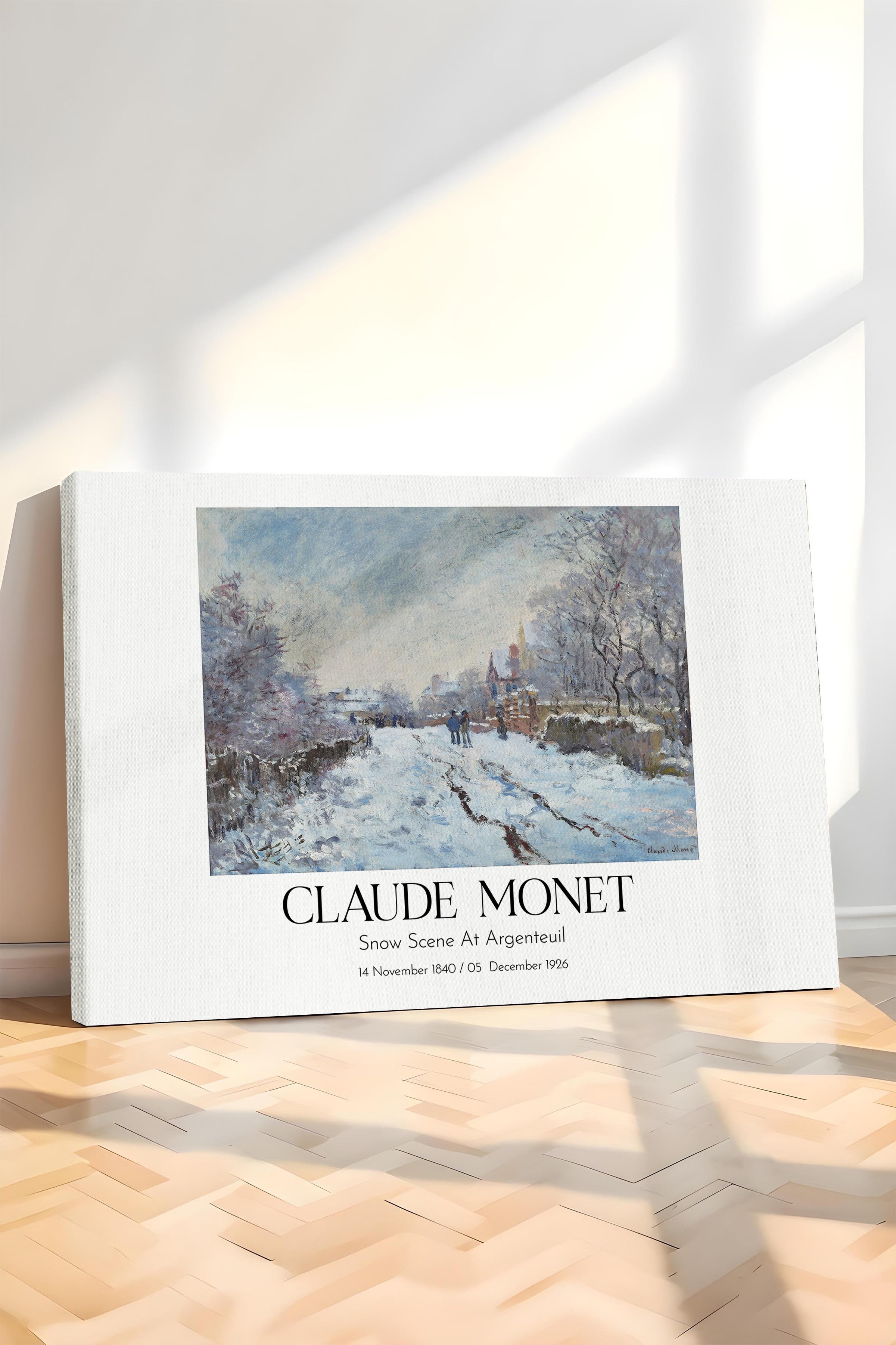 Claude Monet - Snow Scene At Argenteuil, Kanvas Tablo, Sanat Serisi NO:110323