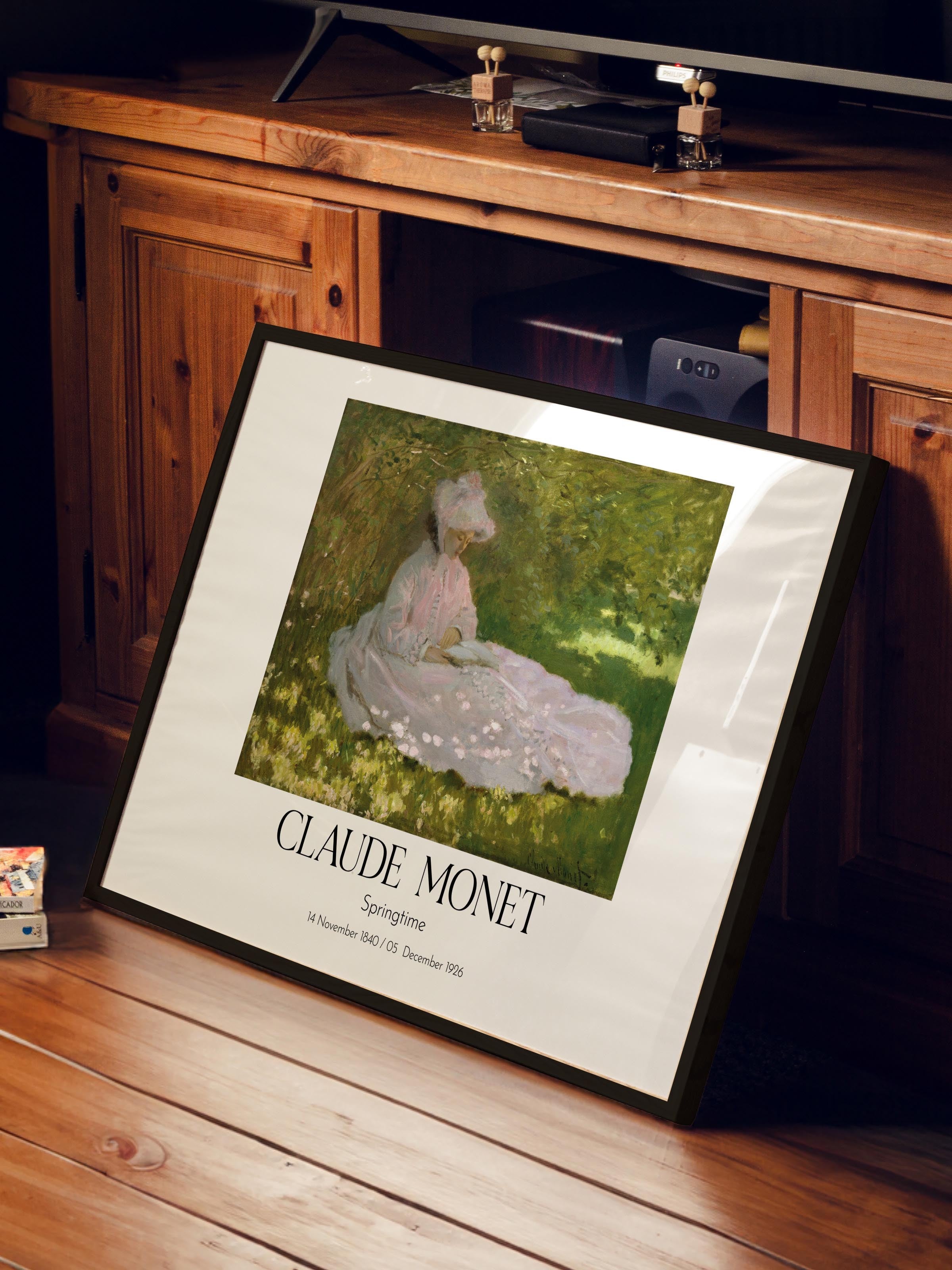 Claude Monet - Springtime, Siyah Çerçeveli Tablo, Sanat Serisi NO:110324