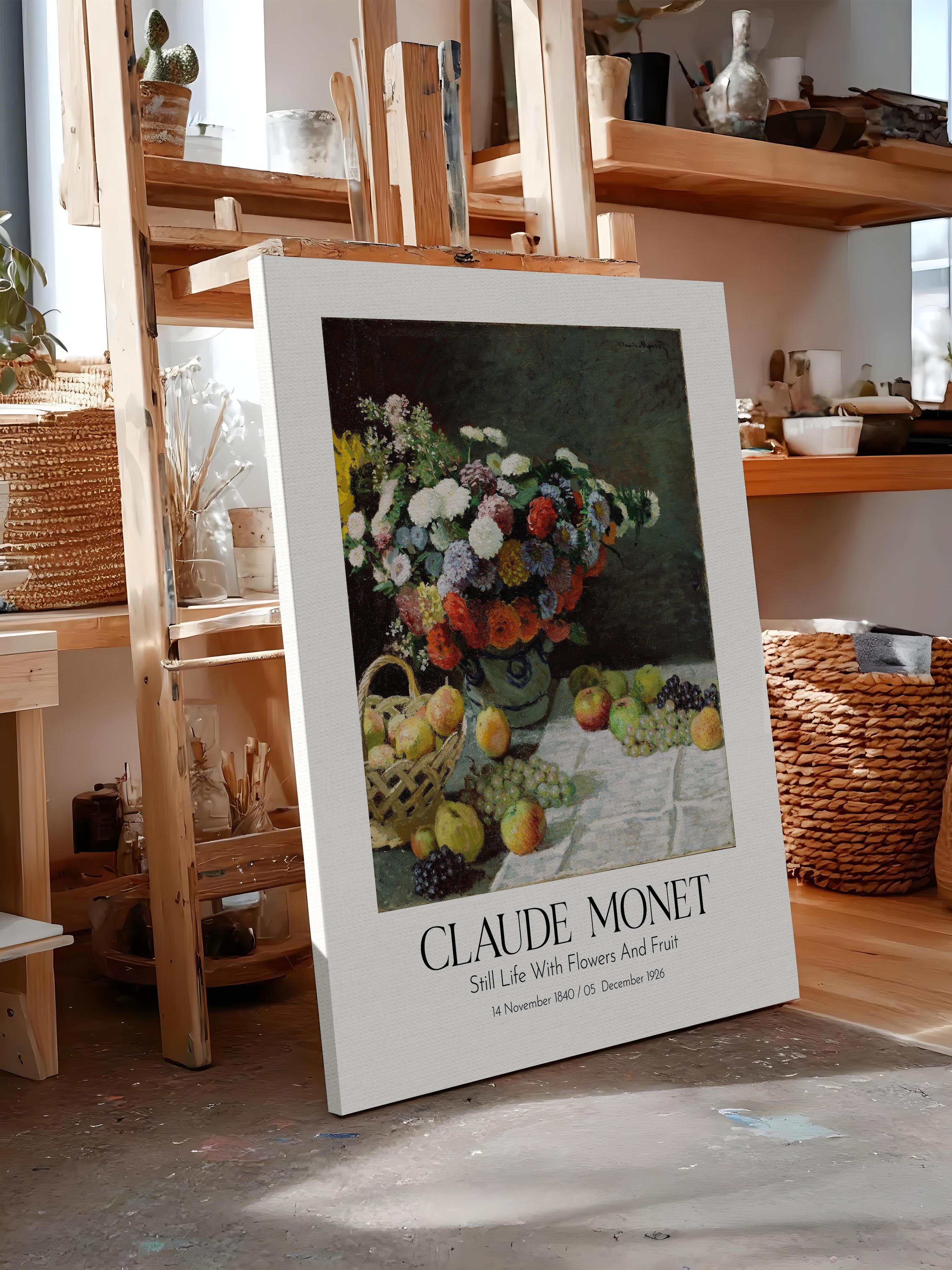 Claude Monet - Still Life With Flowers And Fruit, Kanvas Tablo, Sanat Serisi NO:110308