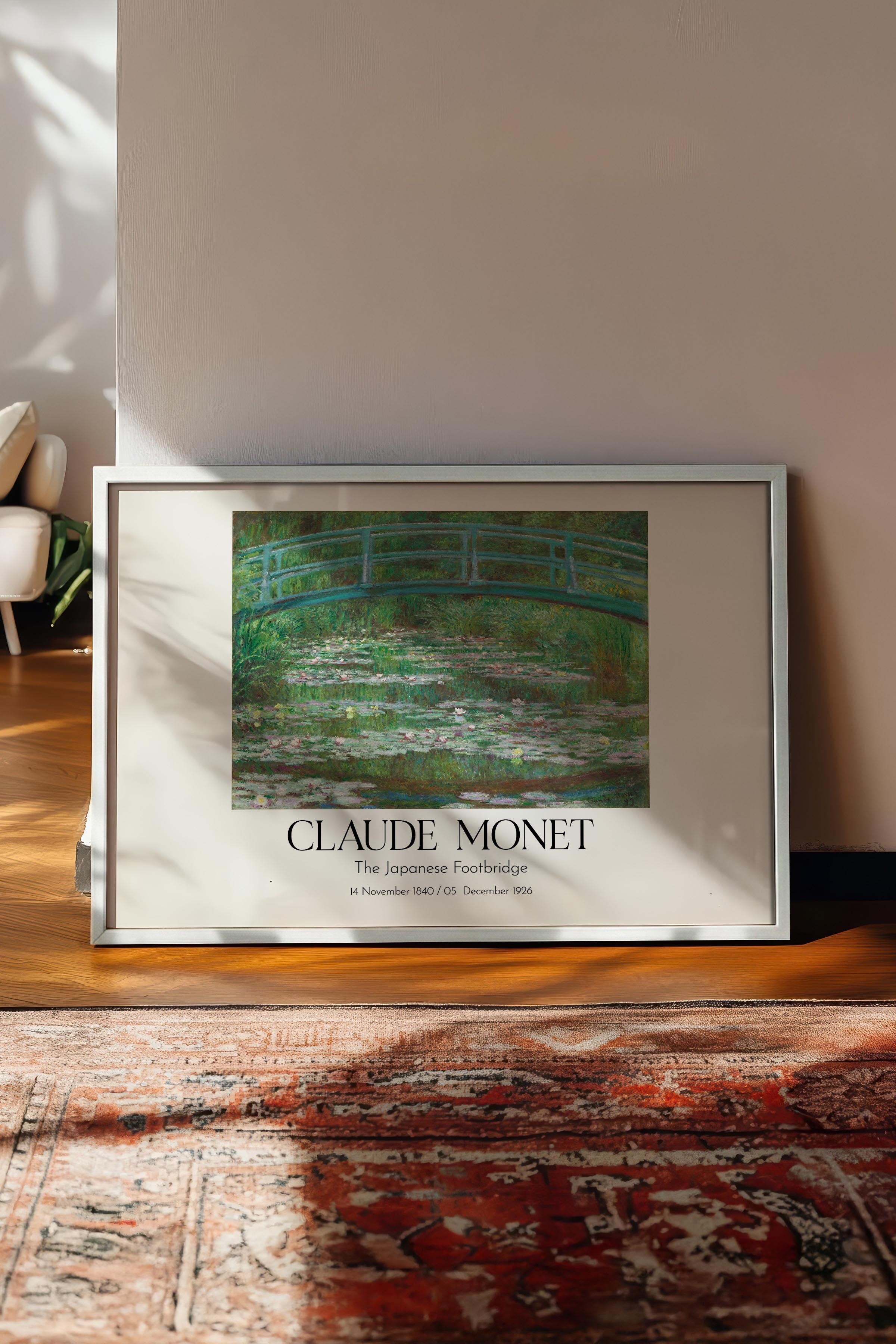 Claude Monet - The Japanese Footbridge, Beyaz Çerçeveli Tablo, Sanat Serisi NO:110331