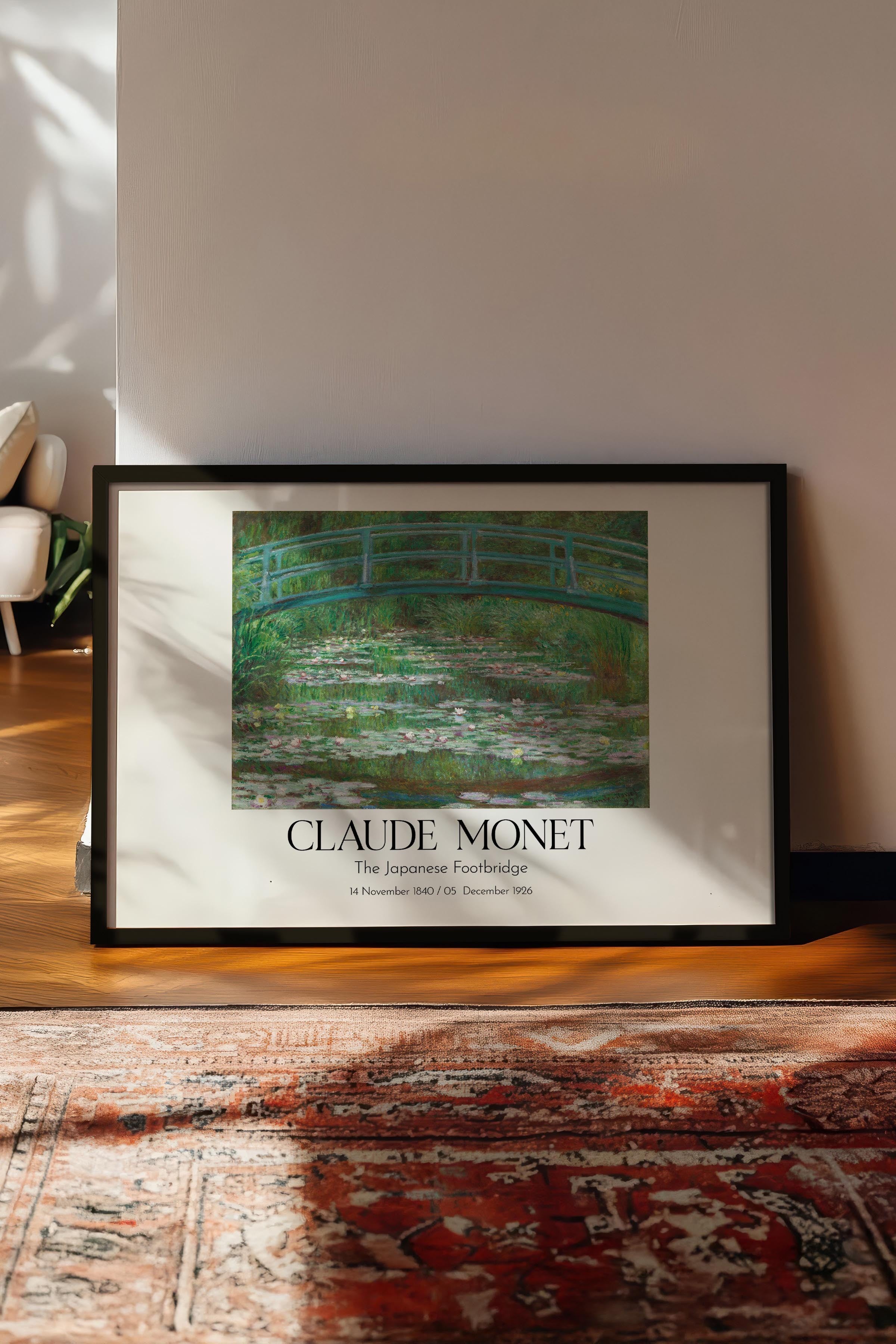 Claude Monet - The Japanese Footbridge, Siyah Çerçeveli Tablo, Sanat Serisi NO:110331
