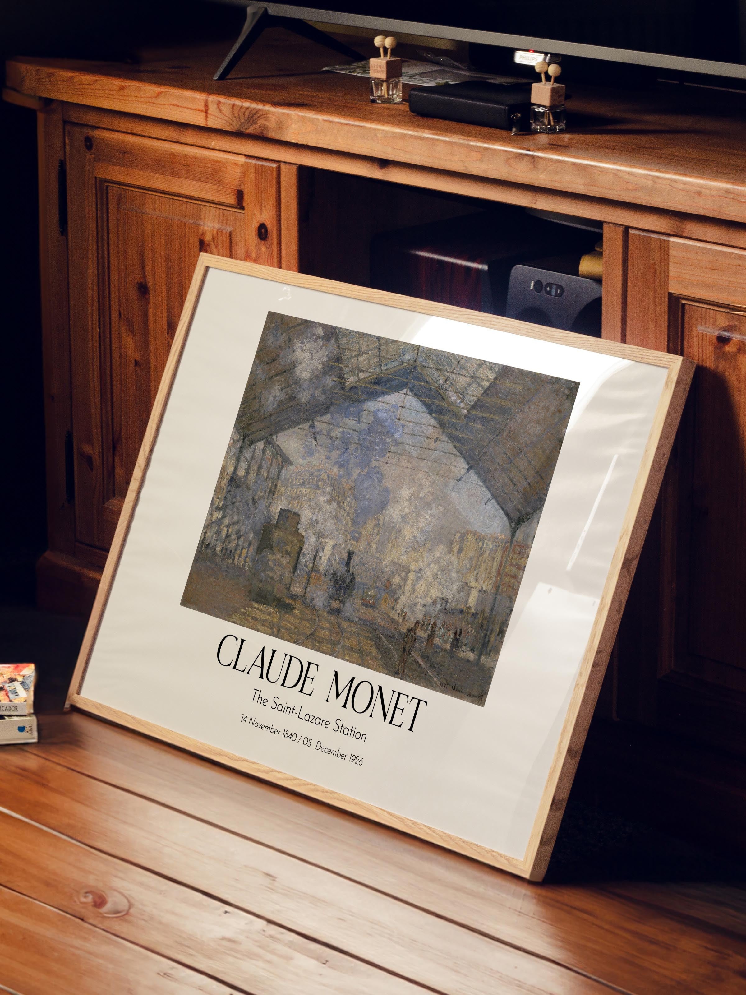 Claude Monet - The Saint-Lazare Station, Ahşap Çerçeveli Tablo, Sanat Serisi NO:110332