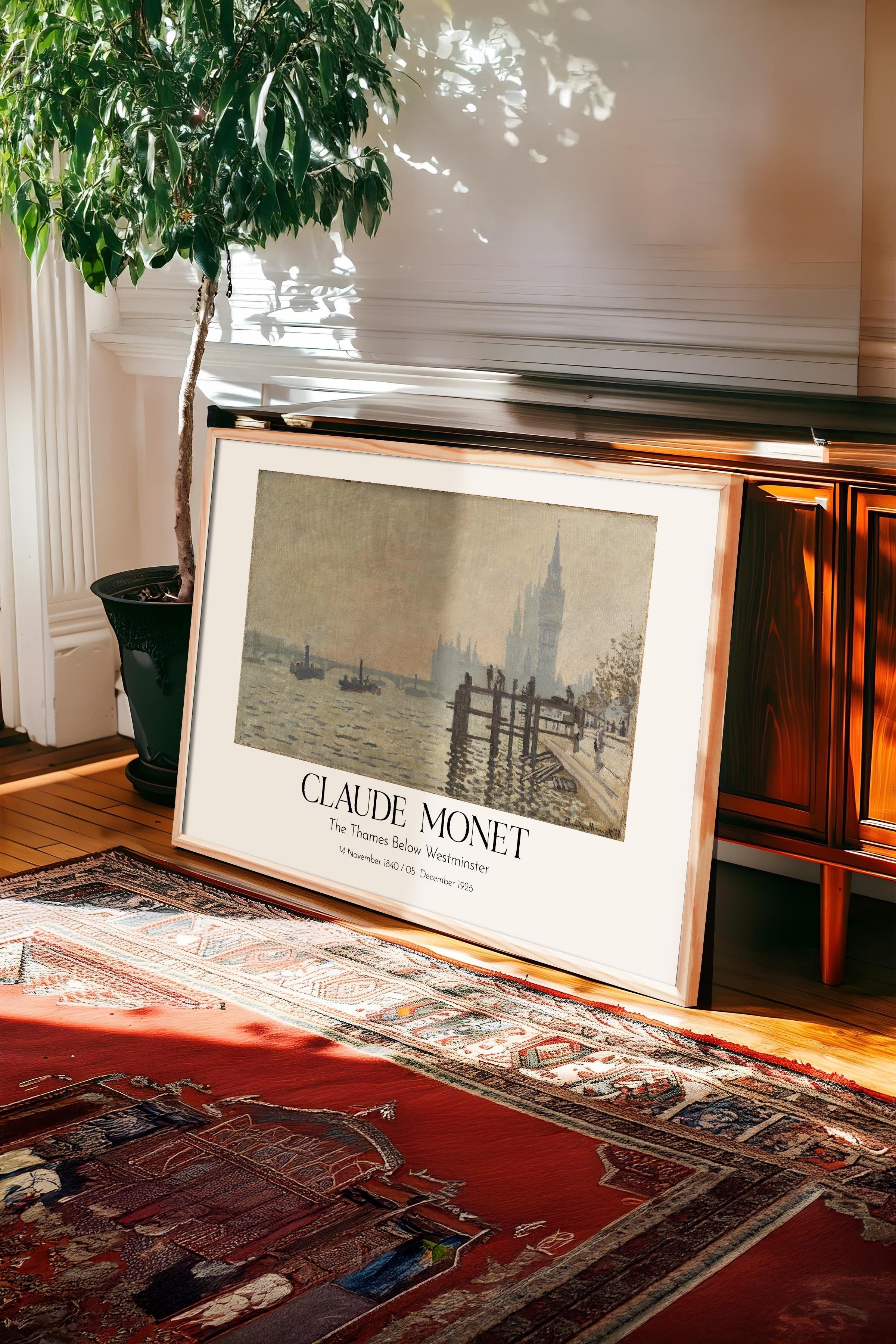 Claude Monet - The Thames Below Westminster, Ahşap Çerçeveli Tablo, Sanat Serisi NO:110313