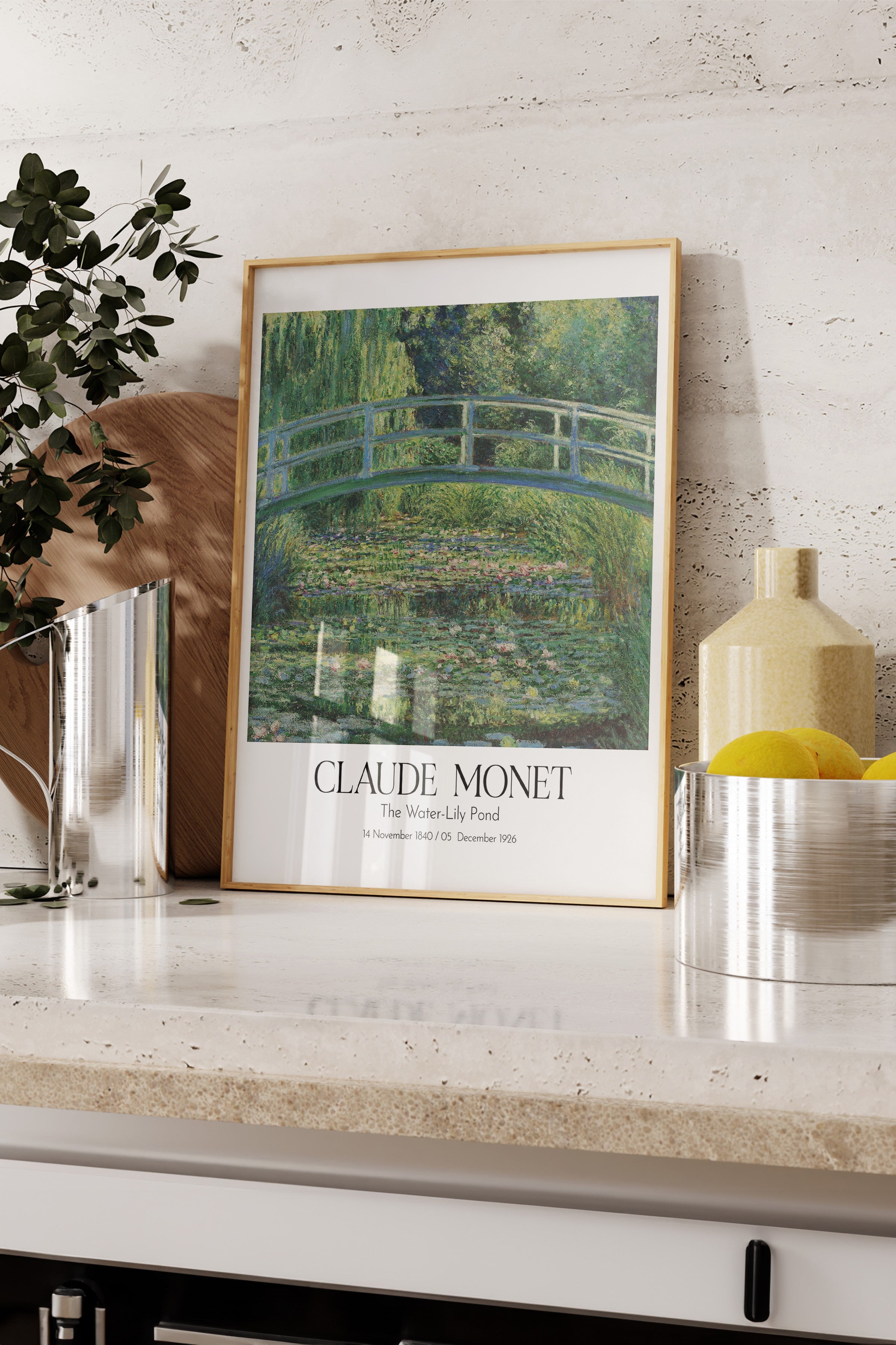 Claude Monet - The Water-Lily Pond, Ahşap Çerçeveli Tablo, Sanat Serisi NO:110302