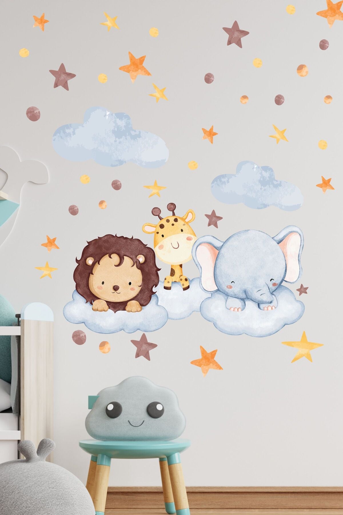 Çocuk Bebek Odası Sticker Seti, Hayvanlar Temalı Duvar Dekoru, Çocuk ve Bebek Odası Duvar Stickerı