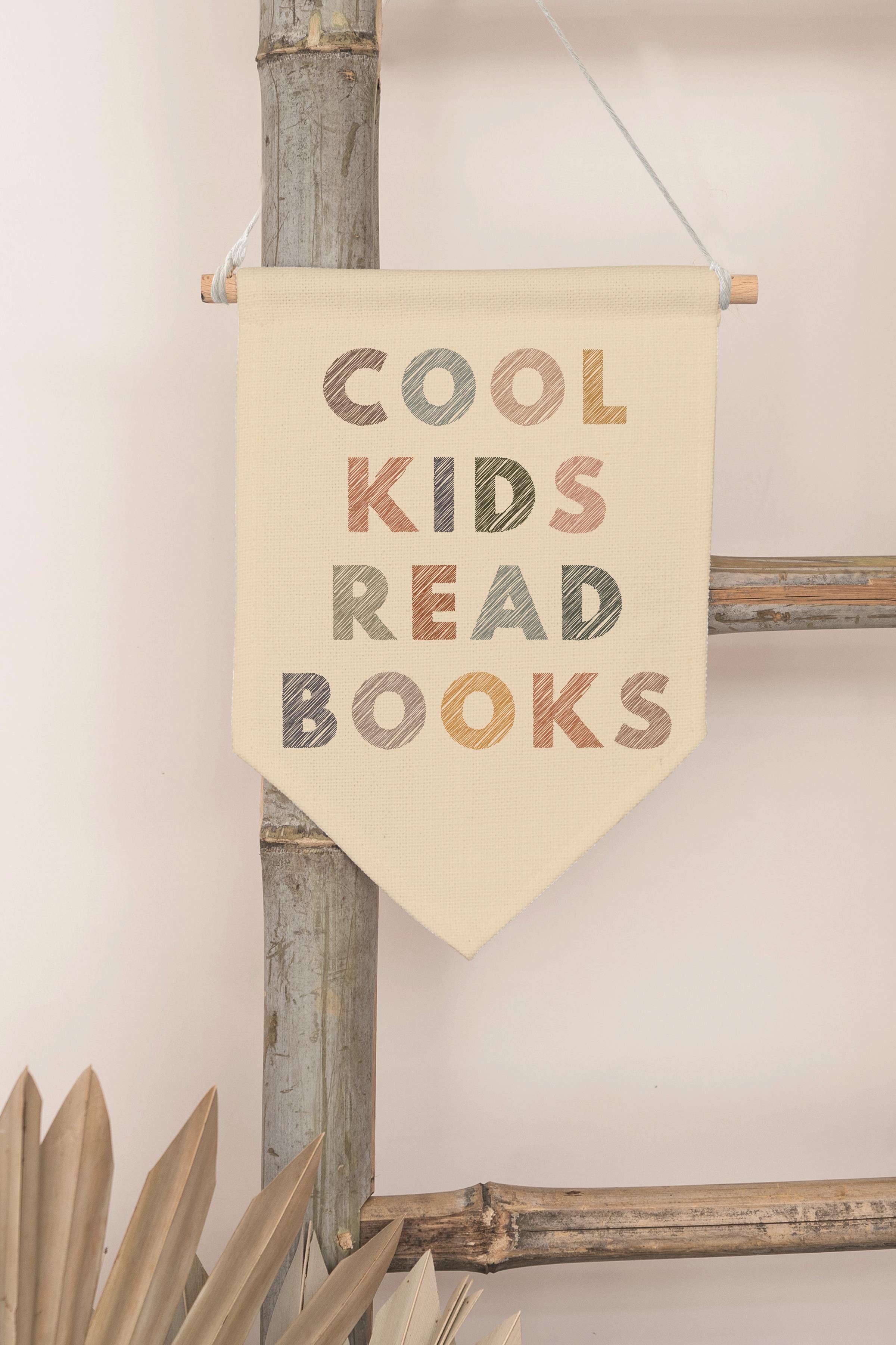 Çocuk Odası Dekor, Duvar Süsü, Ahşap Bebek Odası Dekor, Canvas Flama, Cool Kids Read Books
