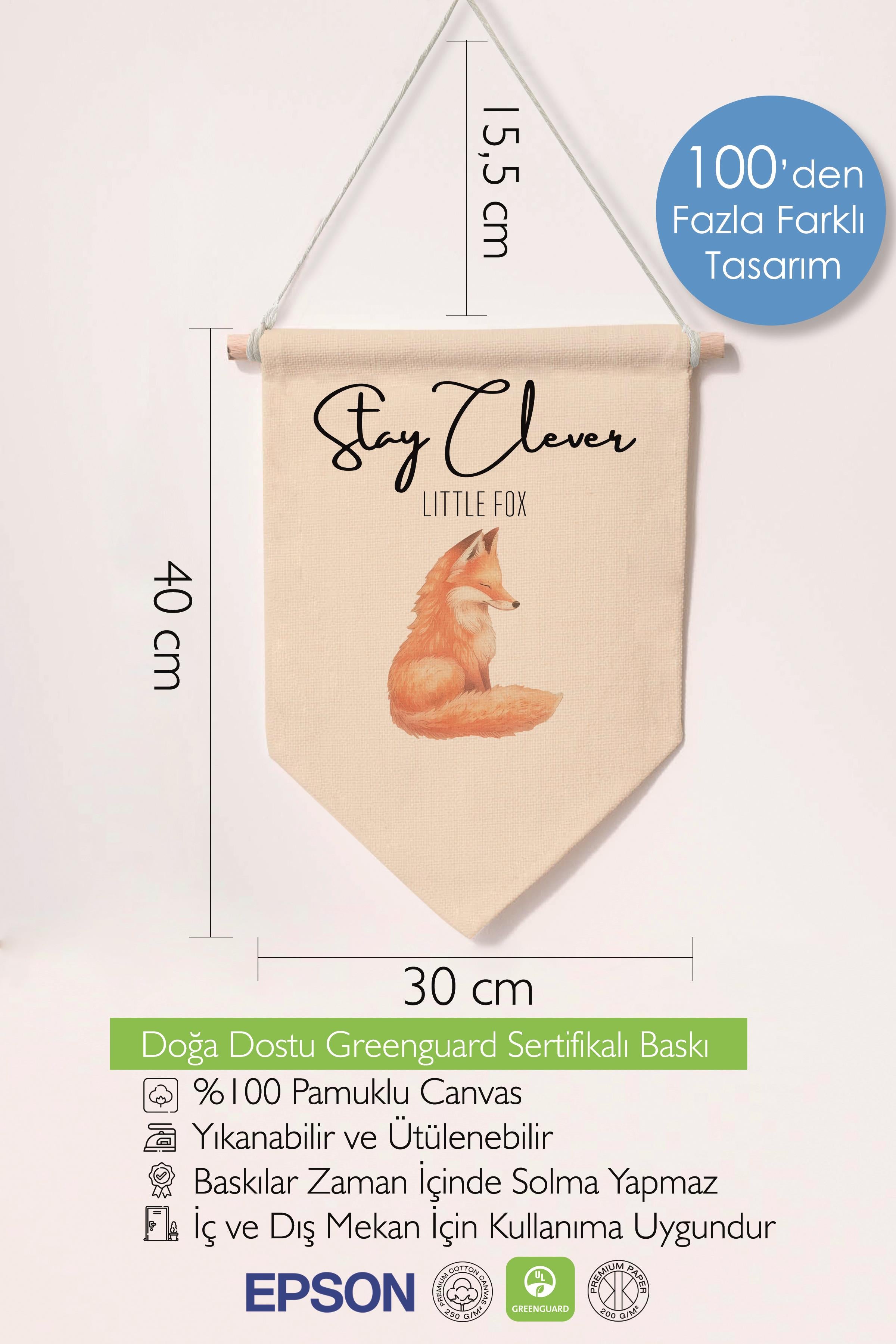 Çocuk Odası Dekor, Duvar Süsü, Ahşap Bebek Odası Dekor, Canvas Flama, Bitki ve Çember - Kahverengi