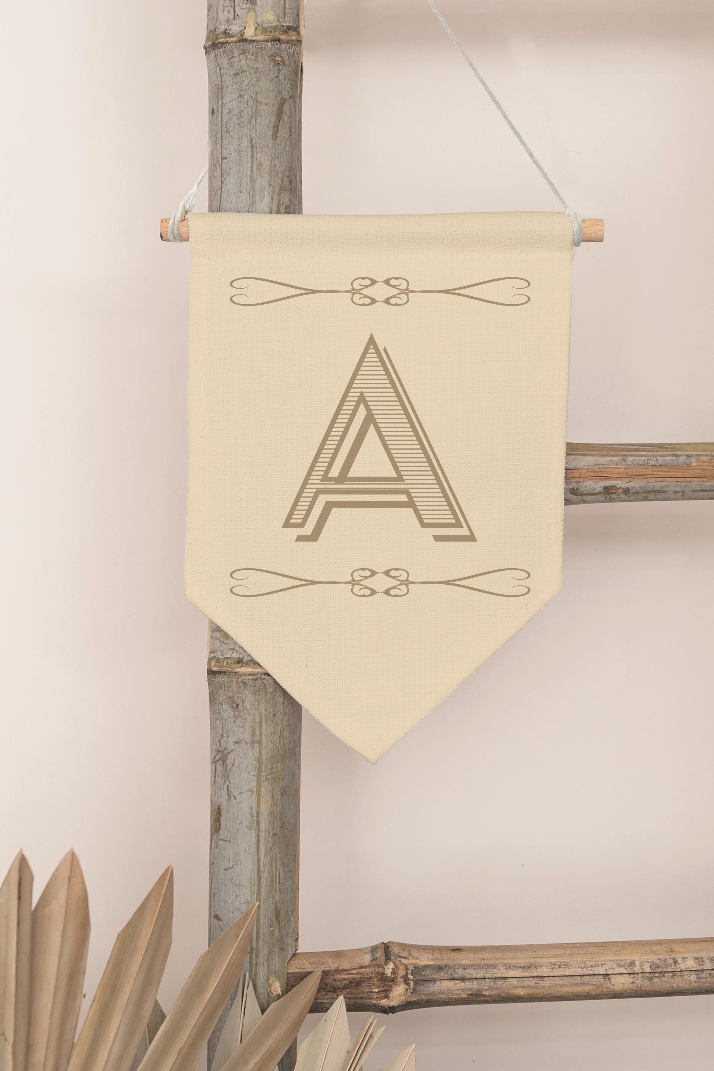 Çocuk Odası Dekor, Duvar Süsü, Ahşap Bebek Odası Dekor, Canvas Flama, Boho Monogram A Harfi