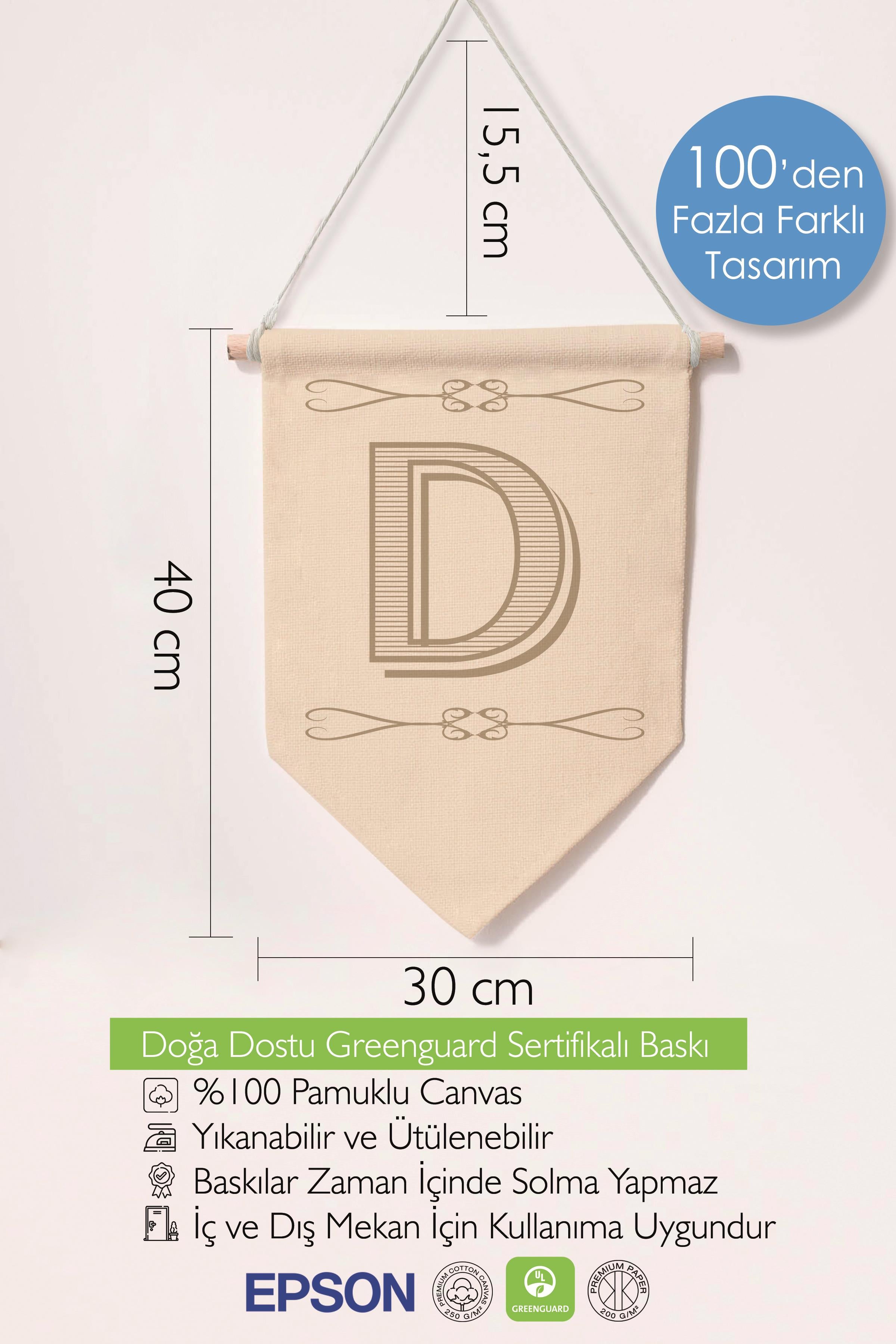 Çocuk Odası Dekor, Duvar Süsü, Ahşap Bebek Odası Dekor, Canvas Flama, Boho Monogram D Harfi
