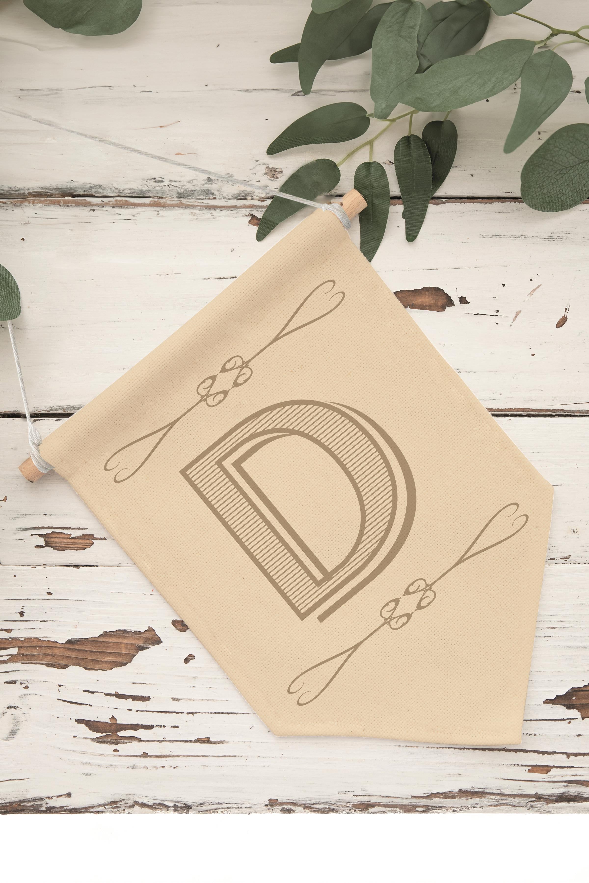 Çocuk Odası Dekor, Duvar Süsü, Ahşap Bebek Odası Dekor, Canvas Flama, Boho Monogram D Harfi