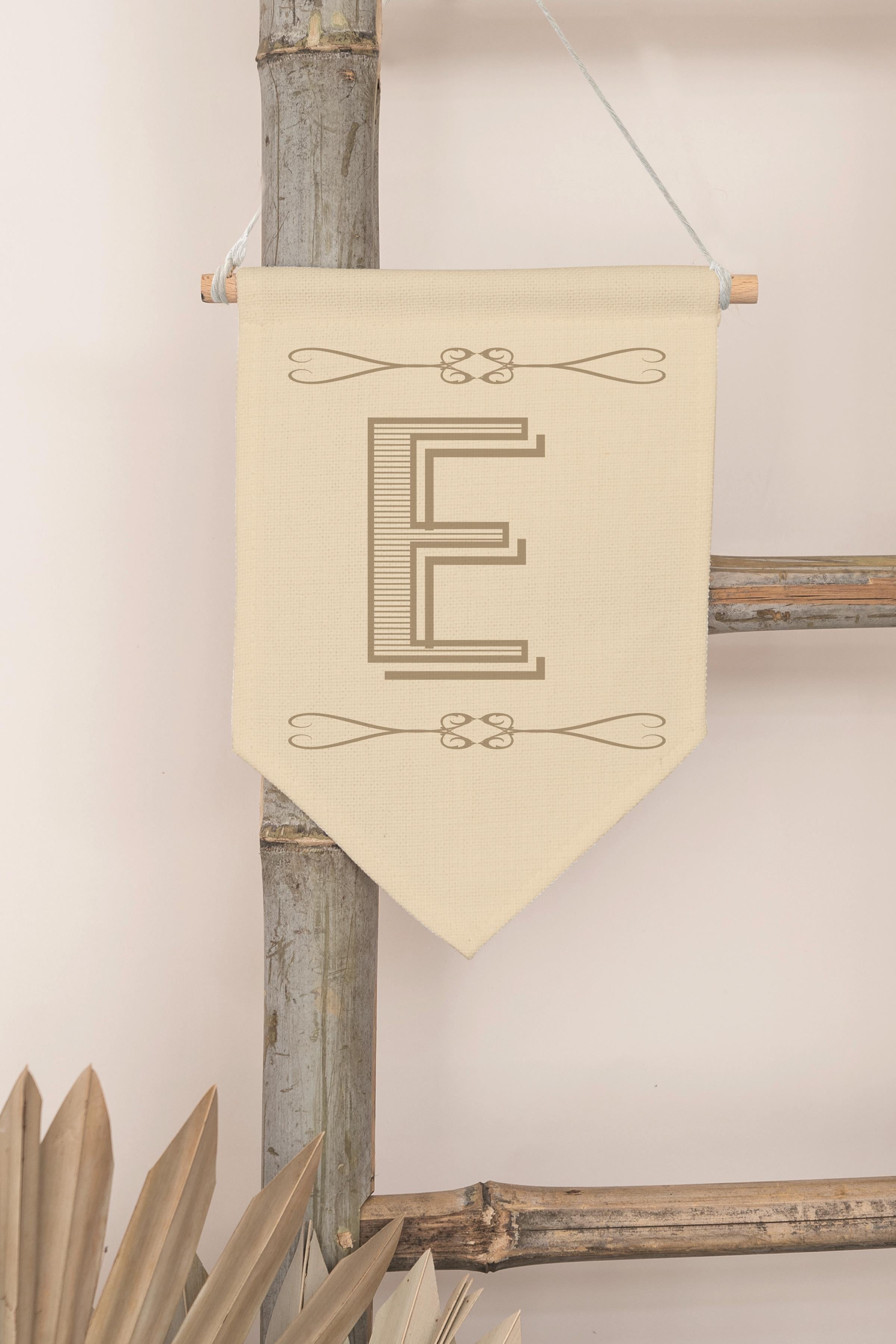 Çocuk Odası Dekor, Duvar Süsü, Ahşap Bebek Odası Dekor, Canvas Flama, Boho Monogram E Harfi