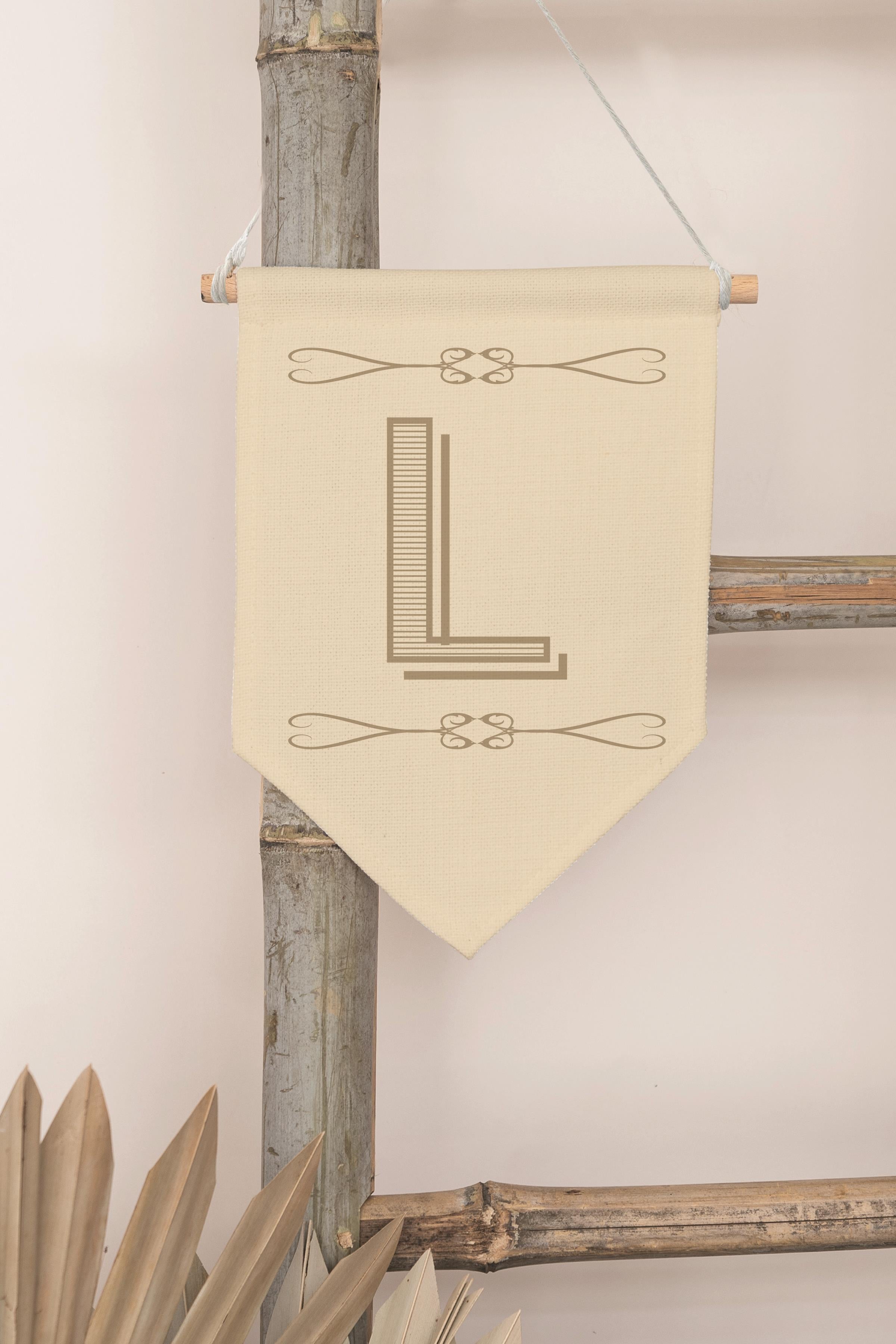 Çocuk Odası Dekor, Duvar Süsü, Ahşap Bebek Odası Dekor, Canvas Flama, Boho Monogram L Harfi