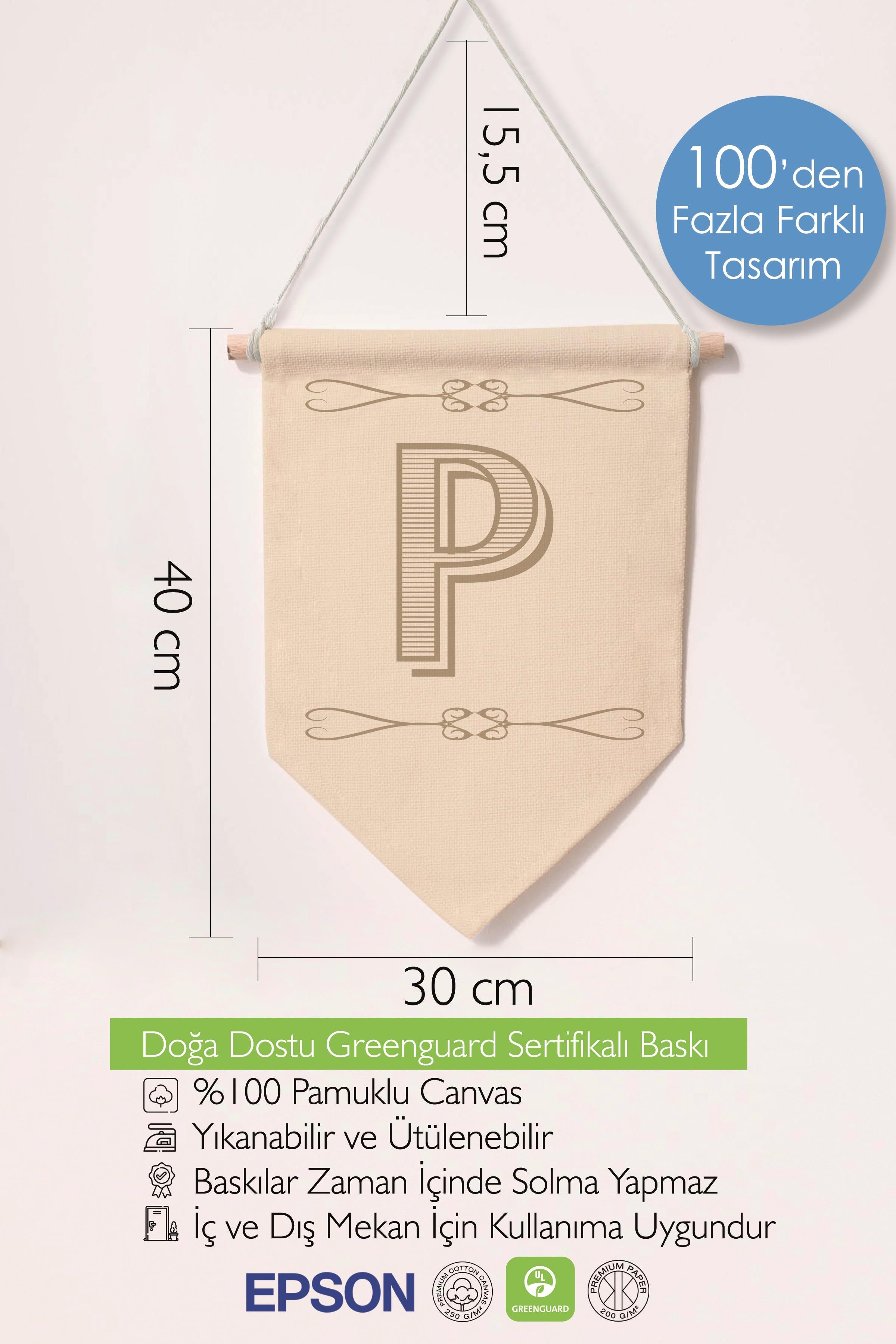 Çocuk Odası Dekor, Duvar Süsü, Ahşap Bebek Odası Dekor, Canvas Flama, Boho Monogram P Harfi